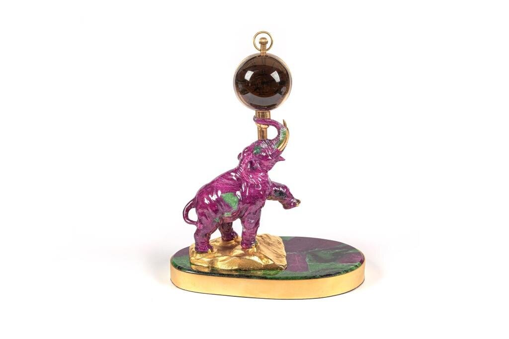L'aquart Elephant Clock Ruby 