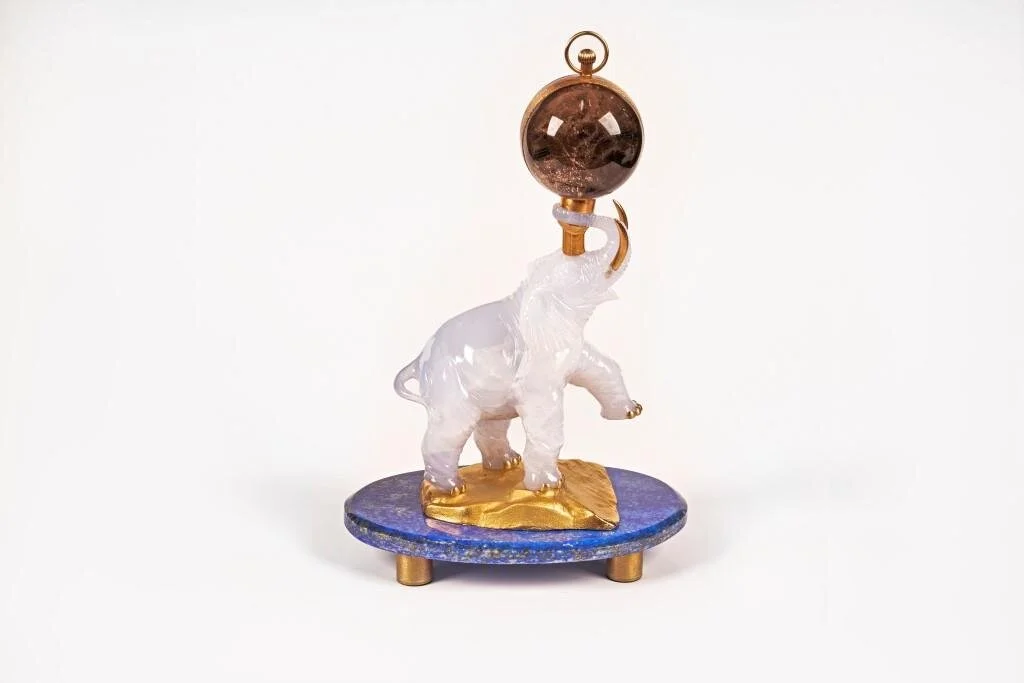 l'aquart  Elephant Clock Chalcedony