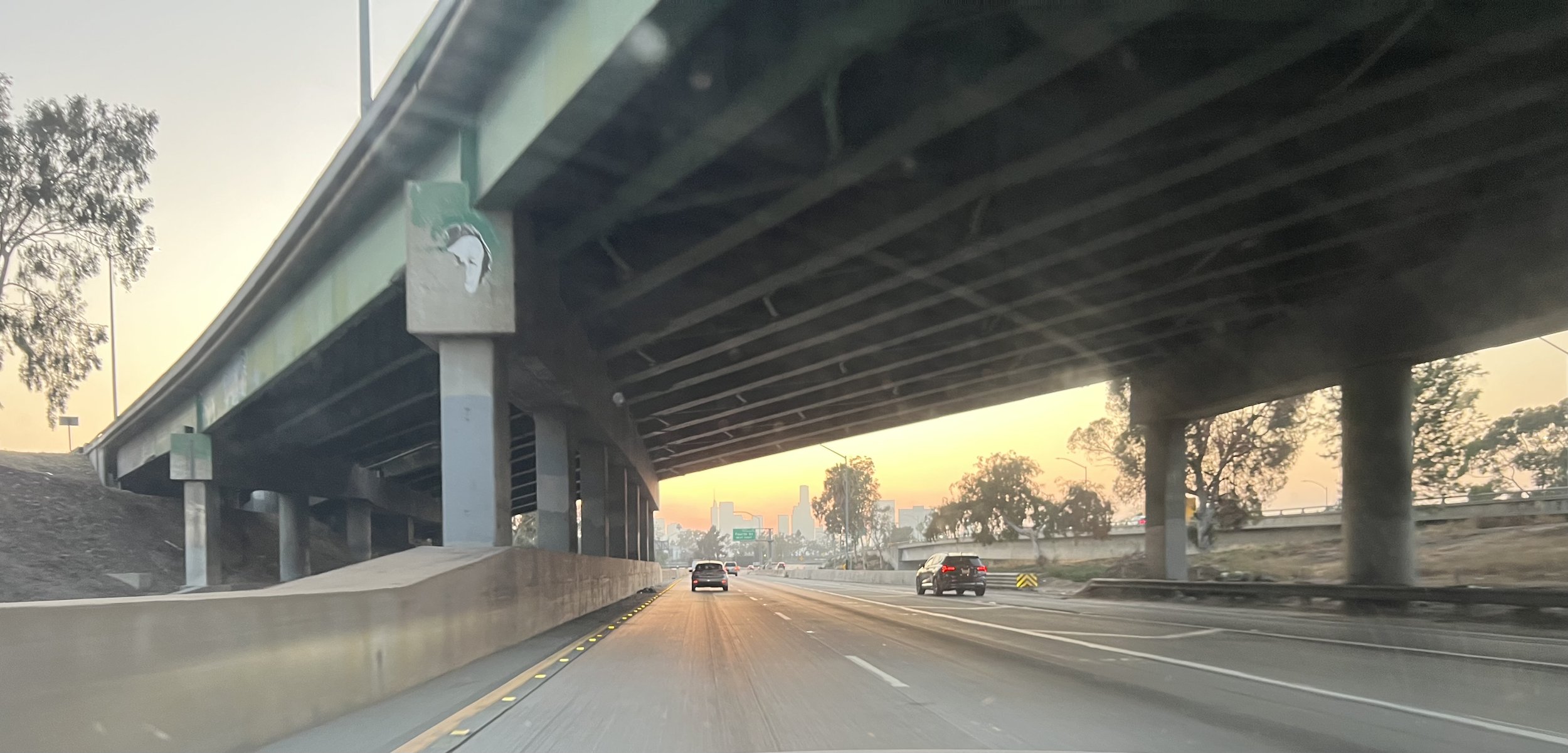 View of DTLA from the westbound 101