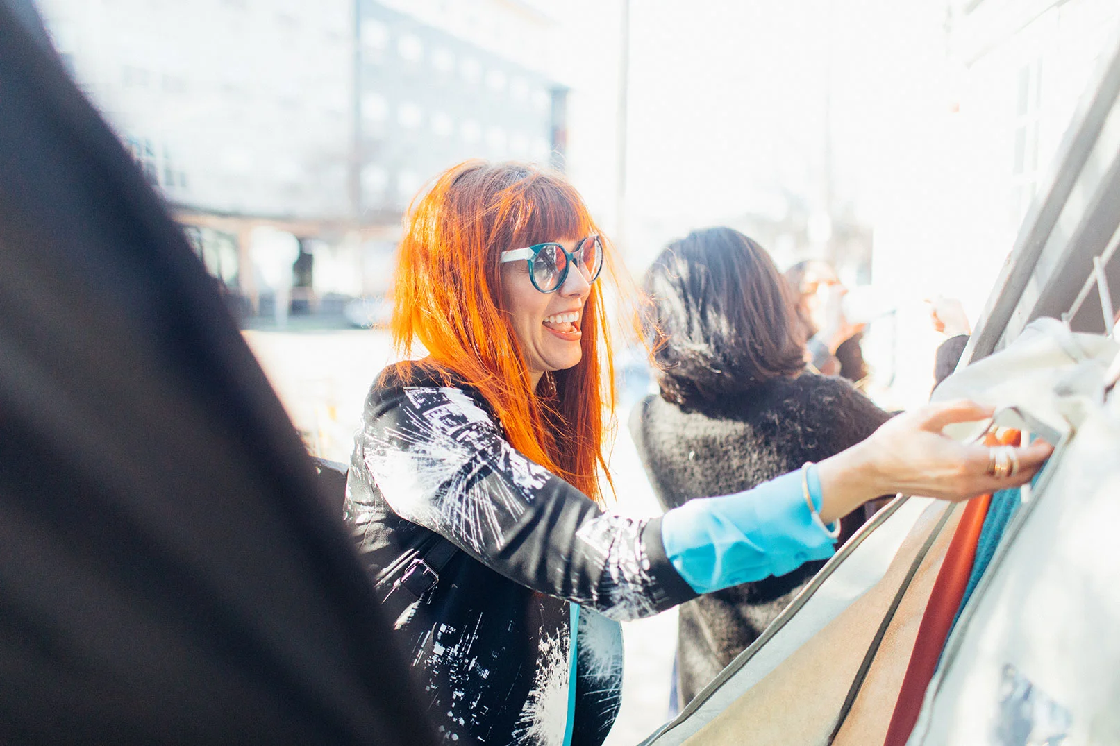 During Ann’s recent client photo shoot. Does that jacket look familiar? When I picked it out for Natasha I became obsessed and went back a week later to get my own. It was on sale! Sadly, they are sold out. But, you get the idea. Print jacket + spring shirt.