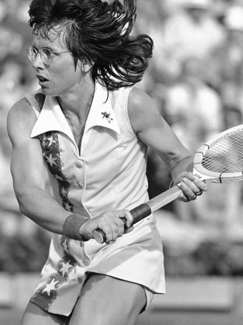  Billie Jean King wins in straight sets against Bobby Riggs in 1973's 'Battle of the Sexes'. 