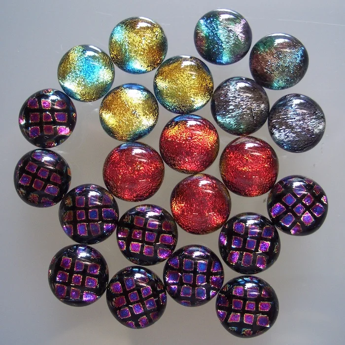 'Glass sterling silver dichroic earrings'
