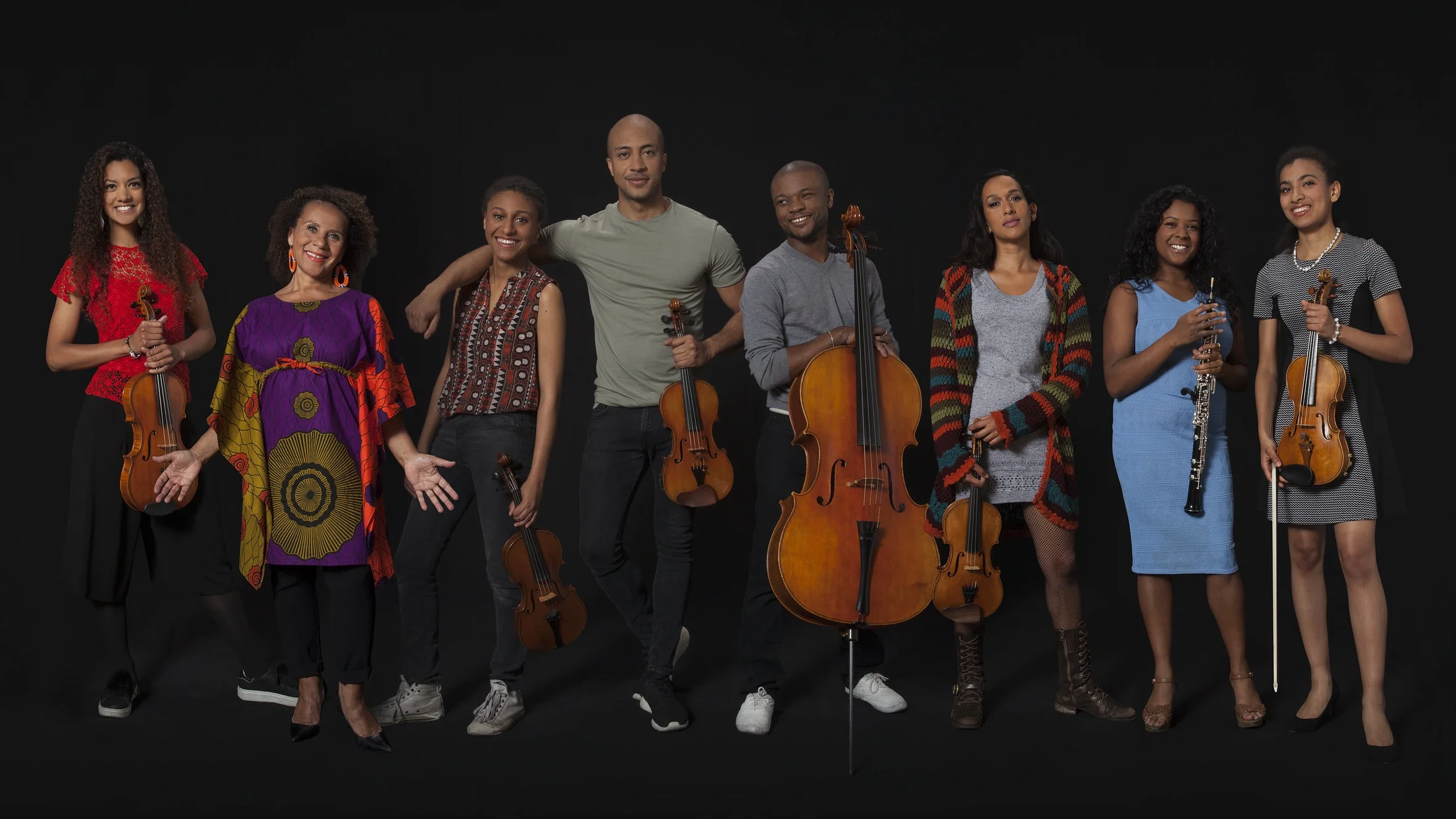 Chi-Chi (second left) with members of the Chineke! orchestra