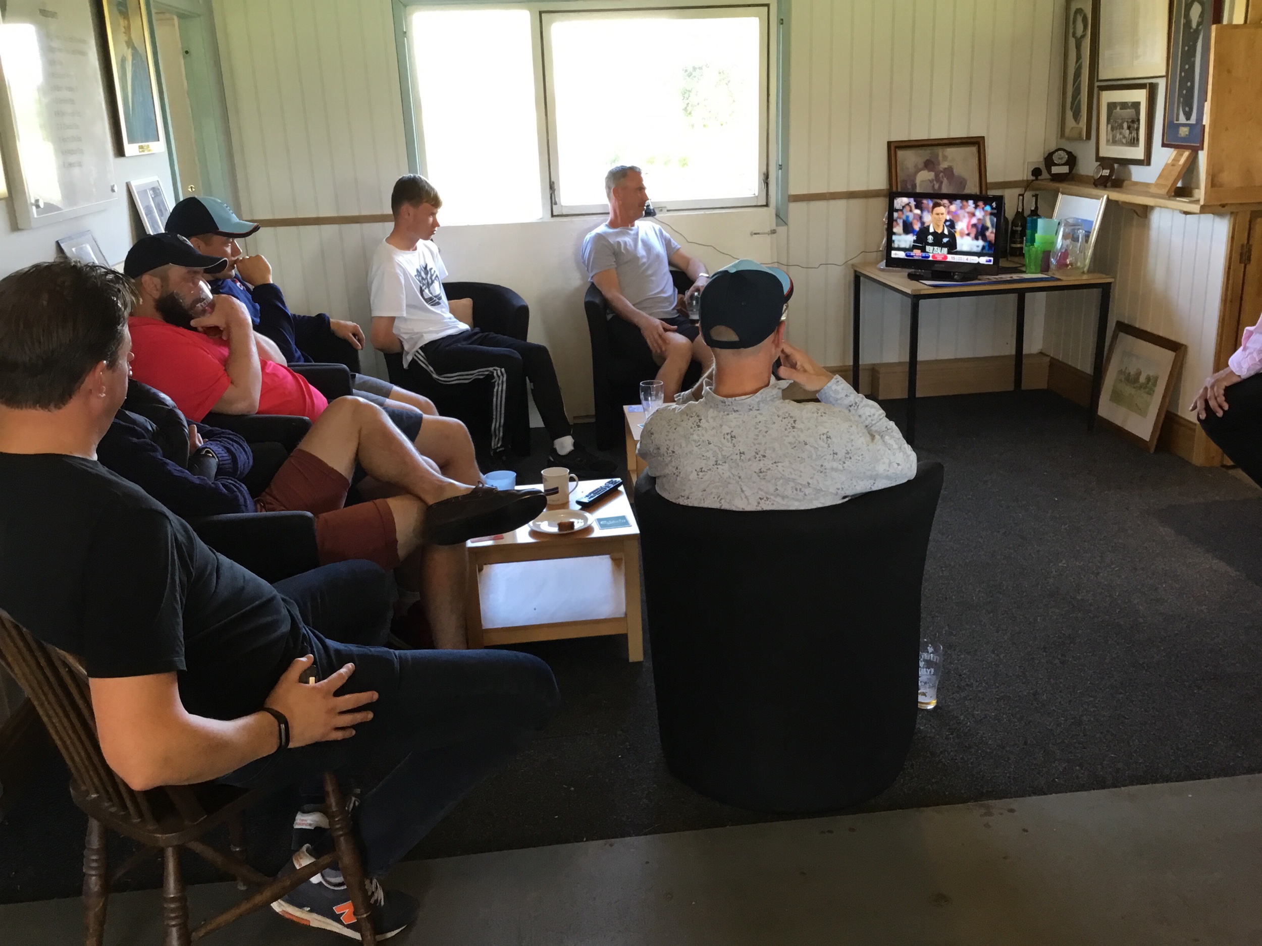 Tense moments in the Pavilion watching the Super Over after the victory against the Penguins.