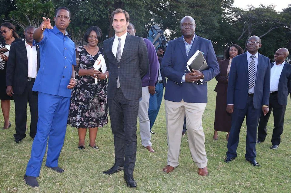 Roger Federer In Zambia Checking On His Foundation