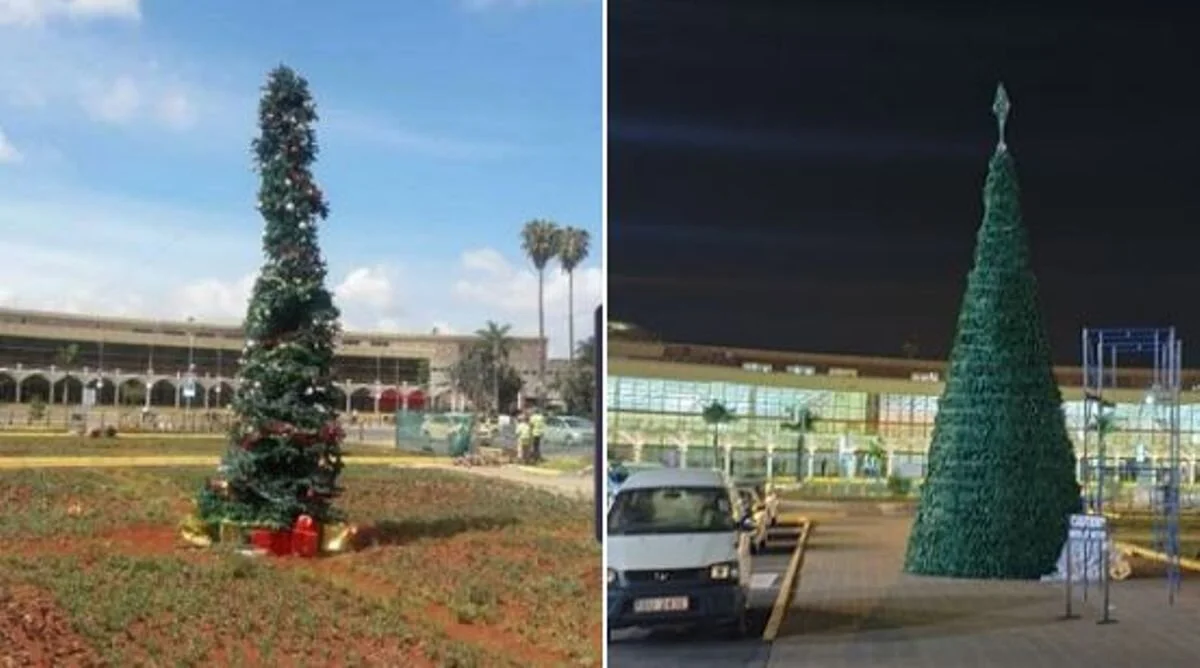 Kenyan airport Christmas tree changed after uproar