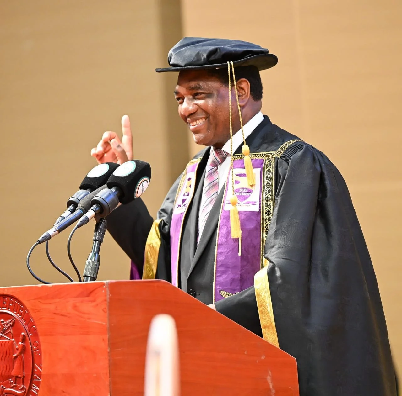 President Hichilema Accepts Honorary Doctorate at ZCAS University