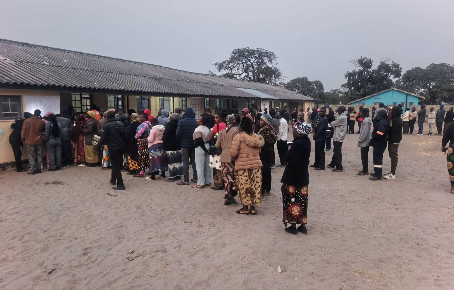 Early queues as voting gets under way peacefully.