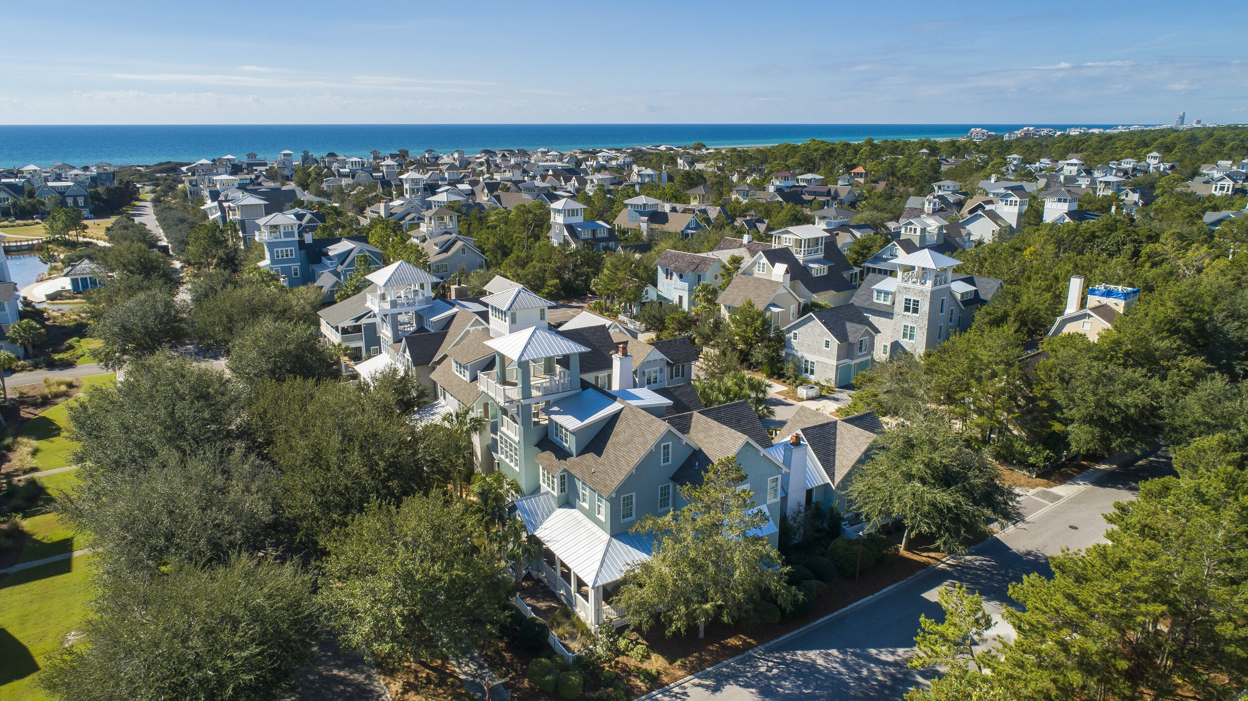 Bird's eye view on residential houses