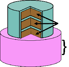 Top Tier is Showing the layers of the cake, The Base tier is the largest
