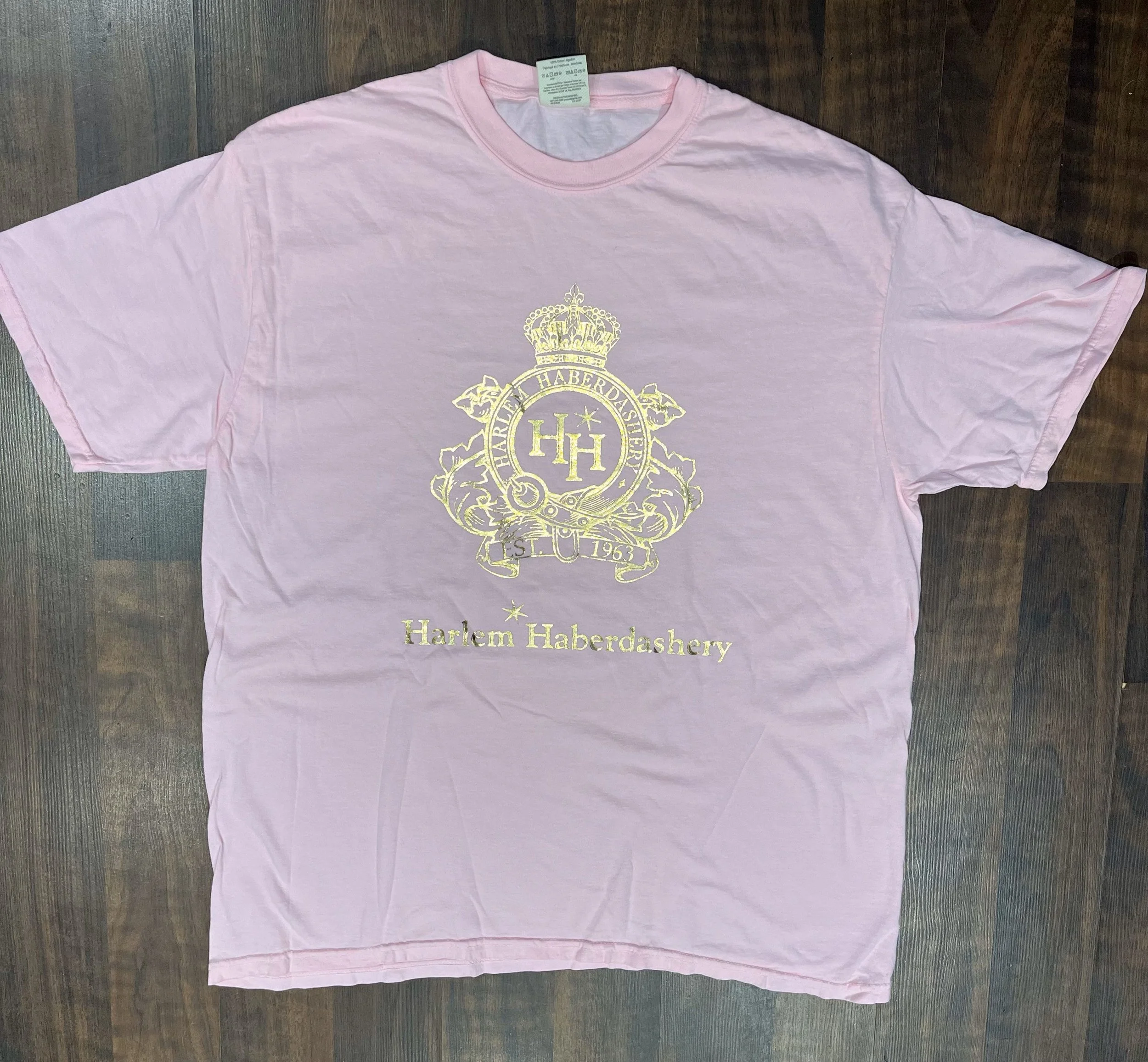 HH  Foil Crest Logo Tee  - Baby Pink With Gold Foil