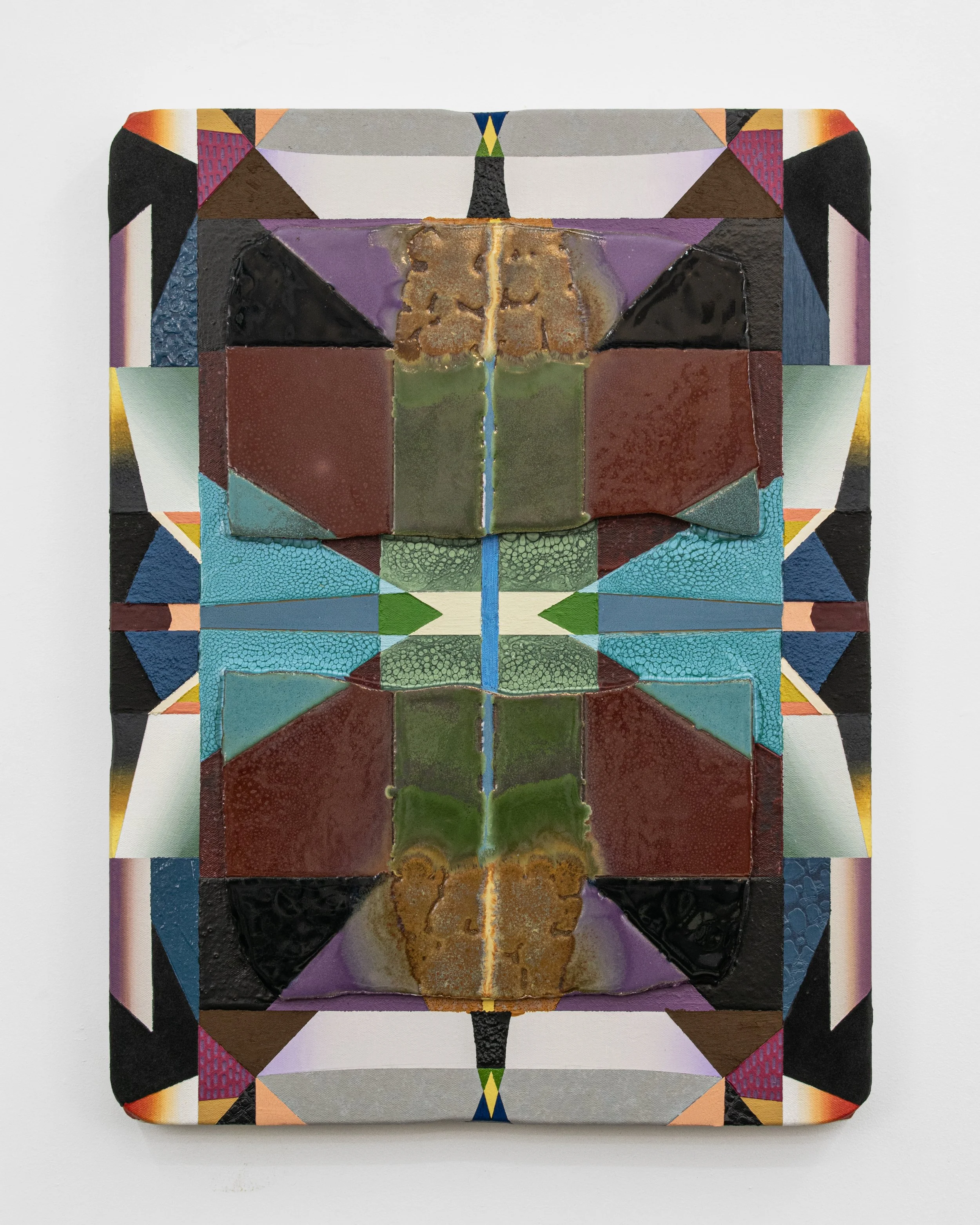 The Lotus Has A Long Way To Go, 2026⁠
Acrylic, oil, vinyl paint, flock, ink, oil pastel, sand, salt, resin, gouache, ceramics on canvas⁠
24 x 18 1/4 x 2 3/4 inches⁠