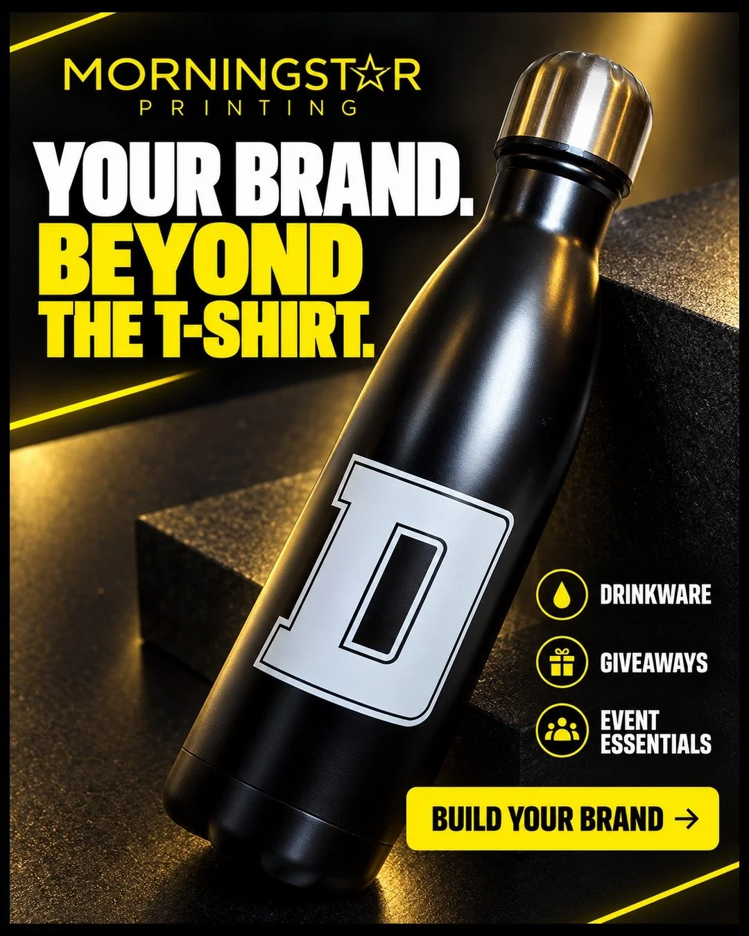 Your brand can go beyond the T-shirt. 

Turn drinkware, giveaways and event essentials into useful brand touchpoints people keep reaching for. 

Tell us what you want to brand through our online order form.

 #MorningstarPrinting #PromotionalProducts