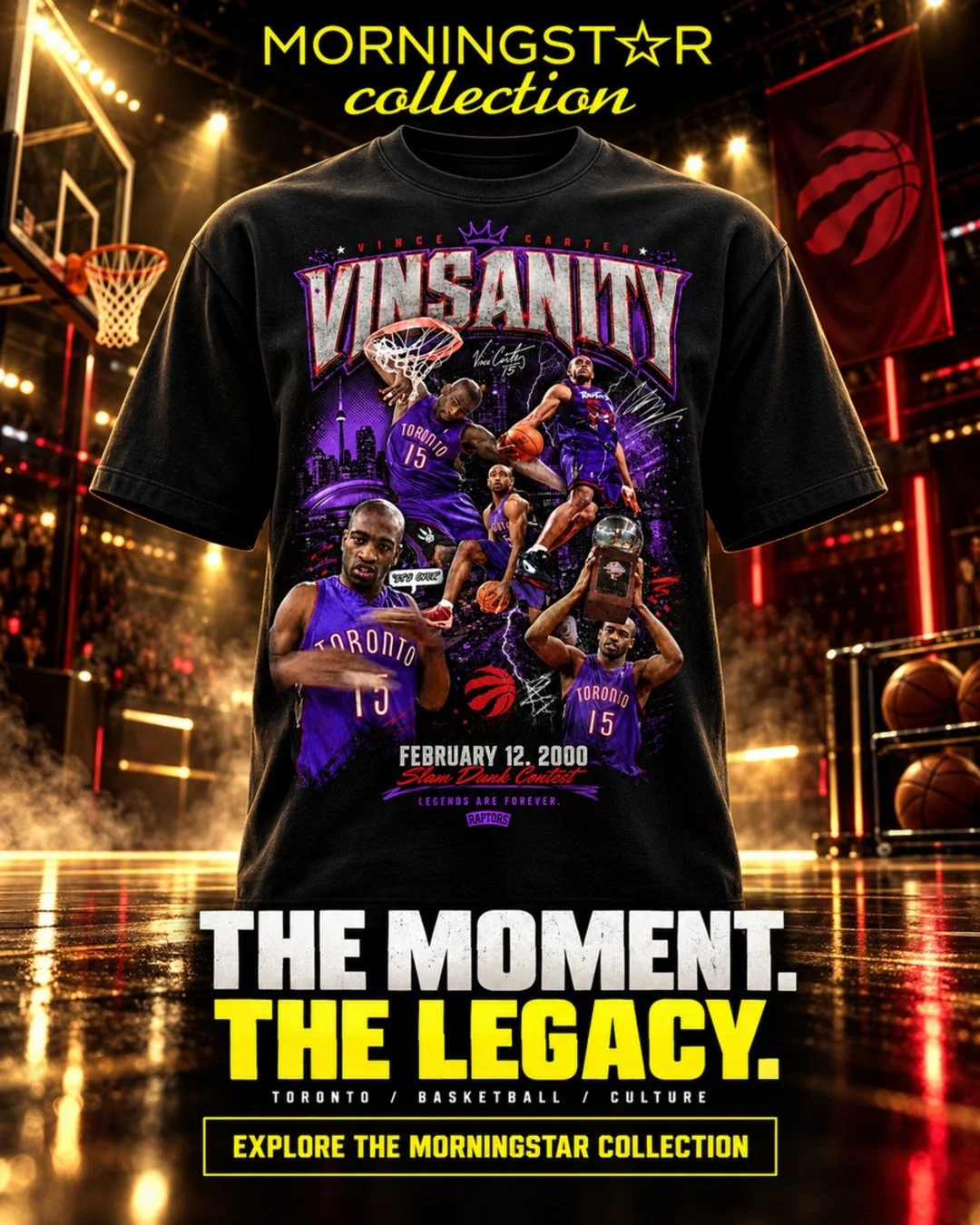 The moment became history. The legacy still lives in Toronto.

The Vinsanity Tee celebrates an era of unforgettable dunks, energy and basketball culture.

Explore the Morningstar Collection.

#MorningstarCollection #Vinsanity #TorontoBasketball #Spor