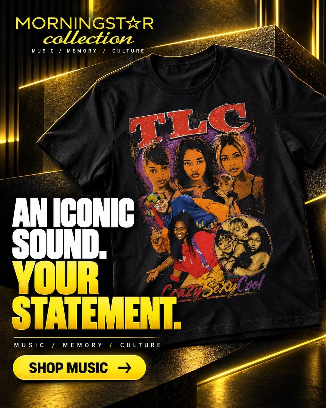An iconic sound. Your statement.

Celebrate a defining era of R&amp;B with the TLC CrazySexyCool tee from the Morningstar Collection.

Wear the music you remember.

Shop the Collection:
https://www.morningstarprinting.com/collection/p/tlc-crazysexyco