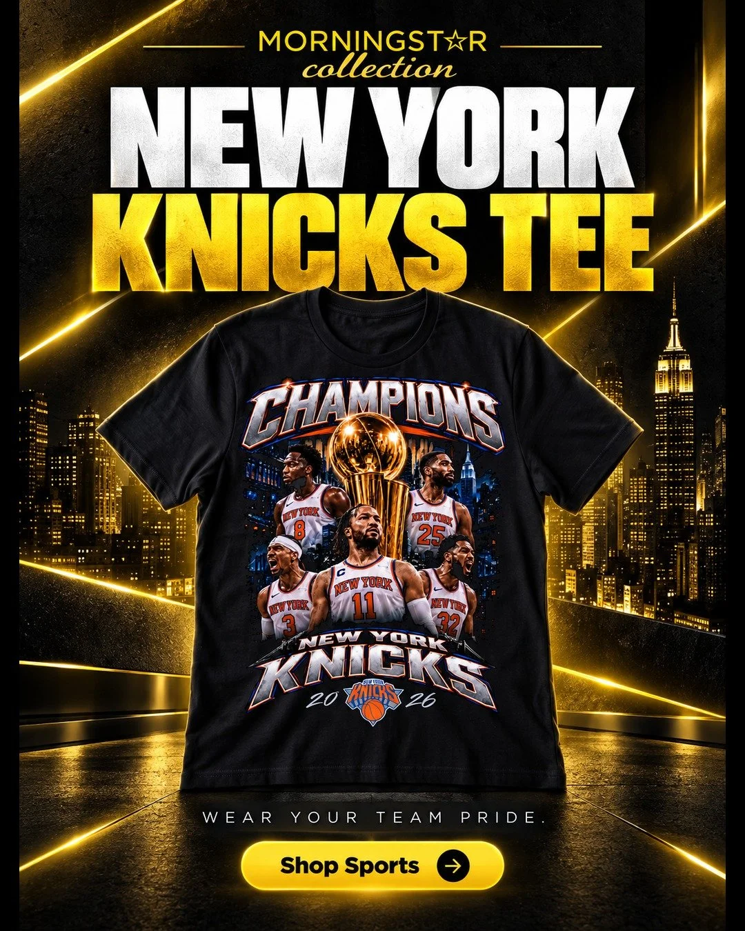 Wear your team pride.

The New York Knicks Tee brings a bold basketball-inspired design to the Morningstar Collection.

Explore Sports wear and find your next statement tee.

Shop the Morningstar Collection. Link in bio.

#MorningstarCollection #NewY