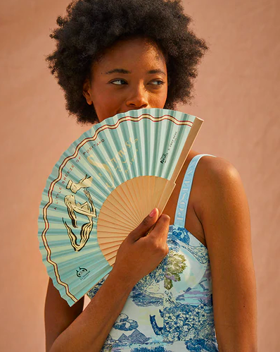   A fan by Duvelleroy Paris with an illustration by Andrea Ferolla for Le Sirenuse Positano  