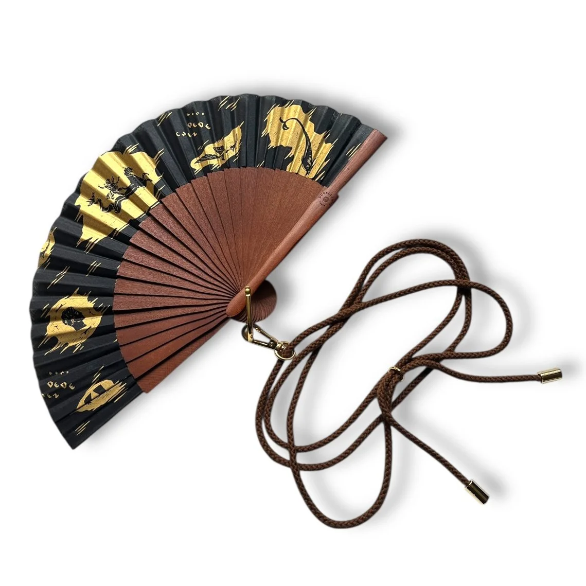 Chez Dede x Duvelleroy - Special Edition Take Away Fan - "Caracalla" Black and gold