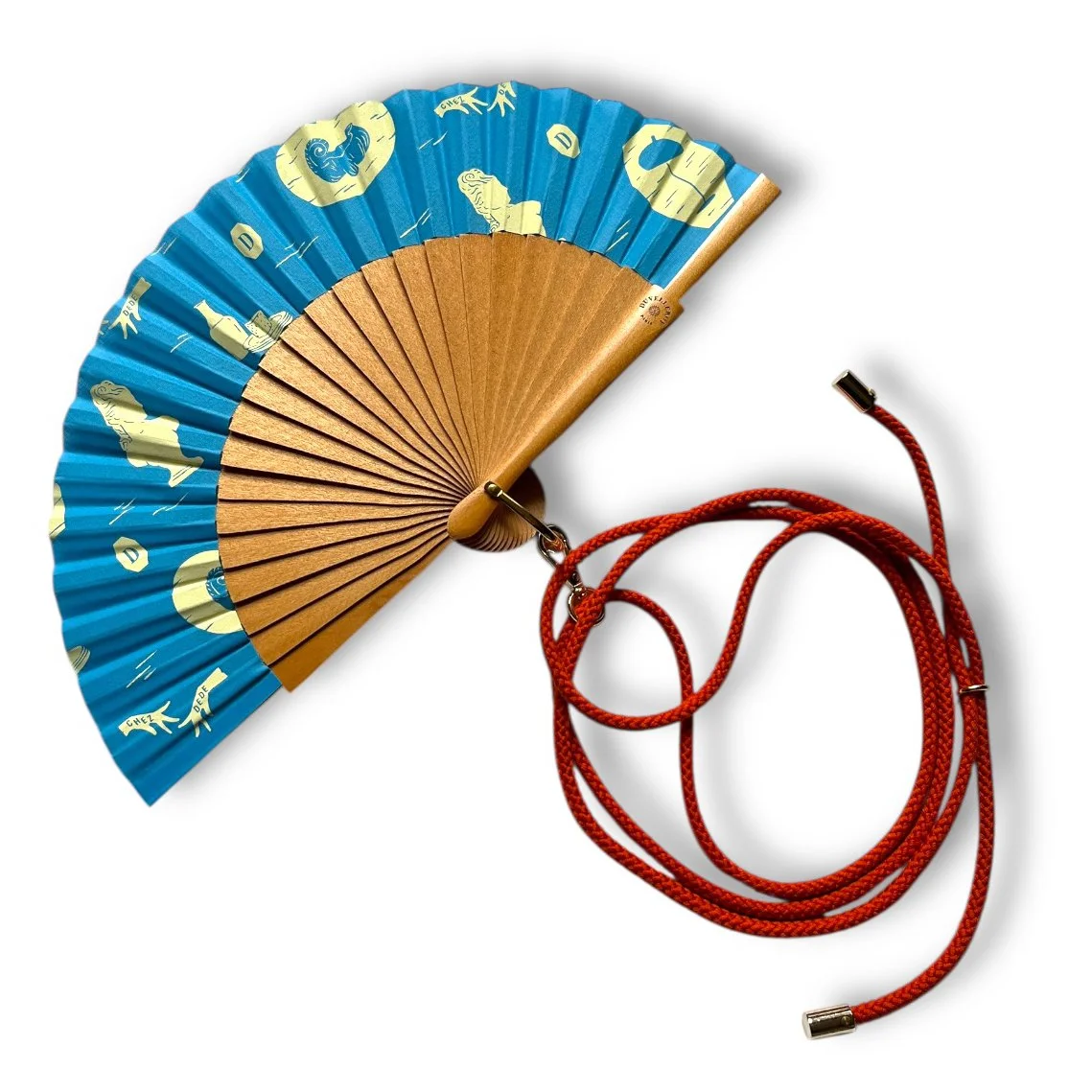 Chez Dede x Duvelleroy - Special Edition Take Away Fan - "Interior" Blue and gold