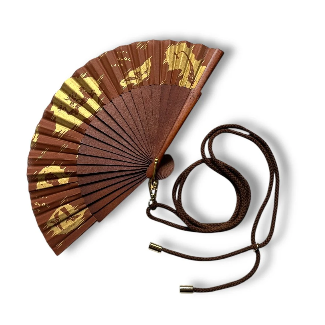 Chez Dede x Duvelleroy - Special Edition Take Away Fan - "Caracalla" Brown and gold