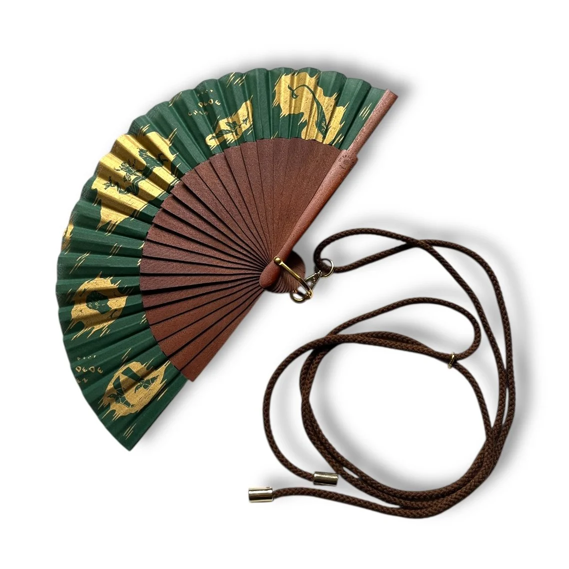 Chez Dede x Duvelleroy - Special Edition Take Away Fan - "Caracalla" Green and gold
