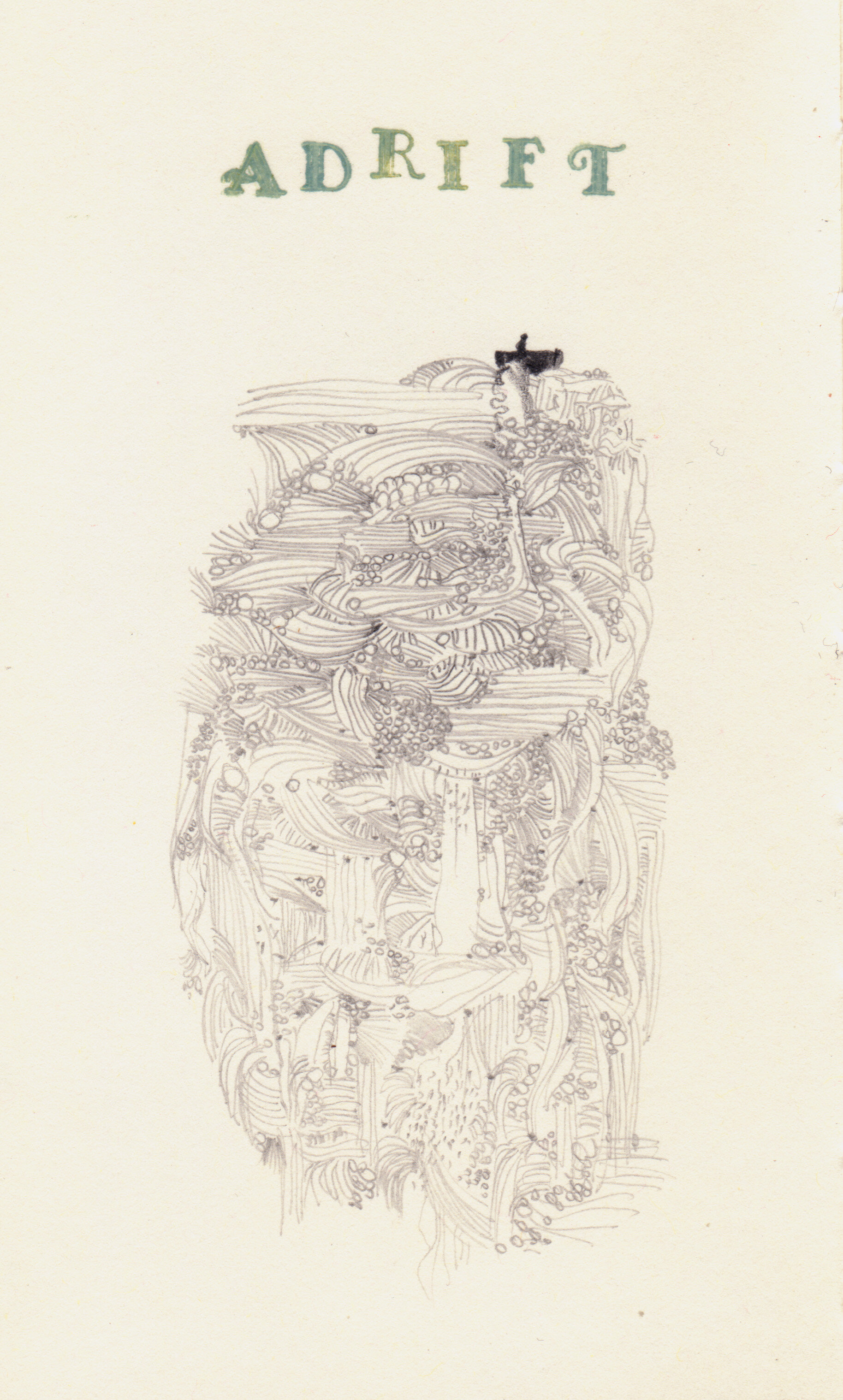 Adrift         Graphite sur papier                 5½ X 3½ pouces 14 X 9 cm.jpg