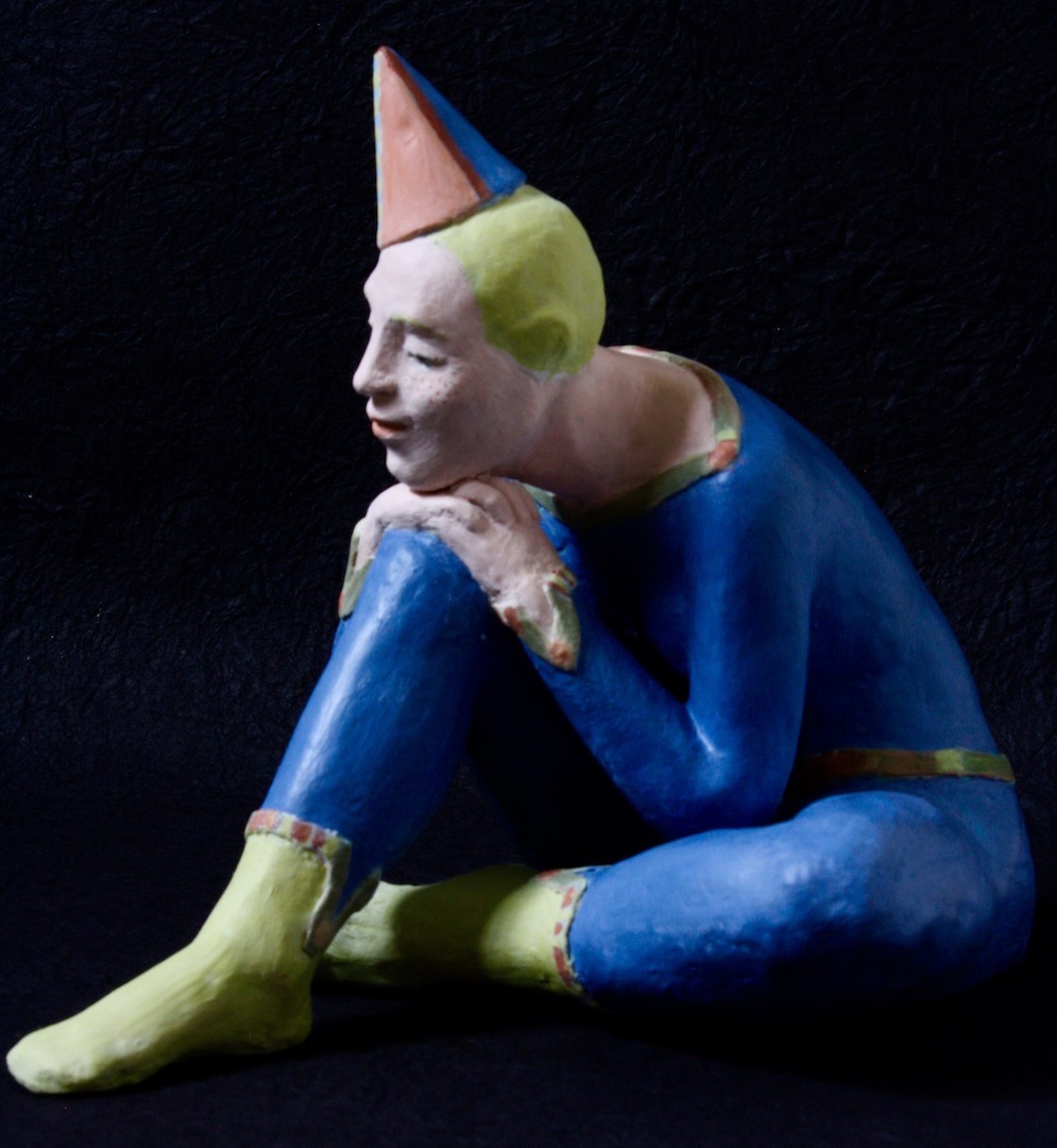 “Ringside Intermission”, terra cotta, 11”H x 7”W x 10”D, 2017