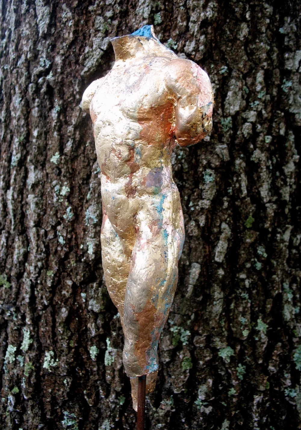“Male Torso”, 18 kt guild terra cotta, 11”H x 3”W x 2” D, 2012