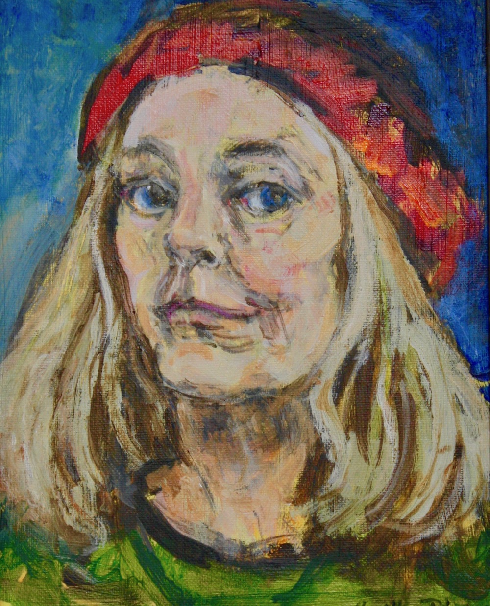 “Red Beret”, oil on canvas, 10”H x 8”W, 2016