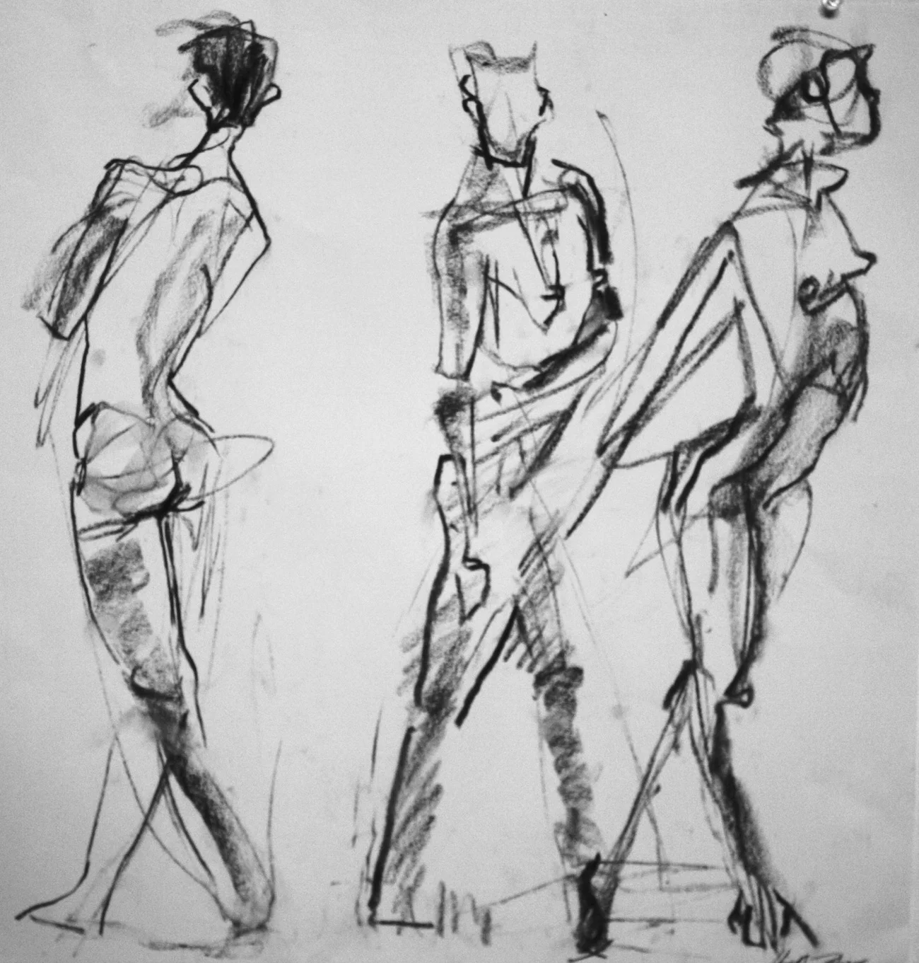 “Three Movements”. charcoal on rag paper, 18”H x 20”W, 2017