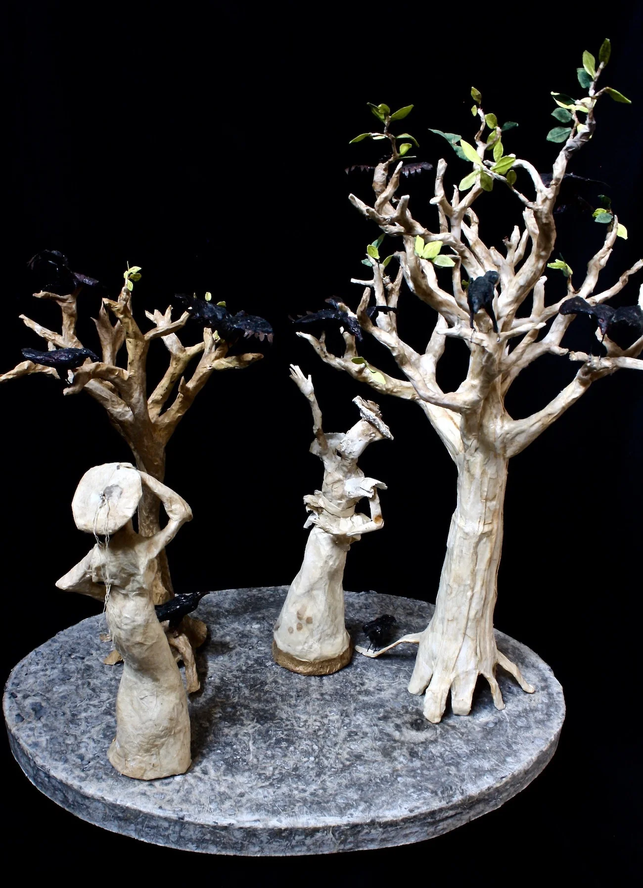 “...and there will be Crows”, paper mâché, cast paper in Hydrostone, 20”H x 18”W x 16”W, 2016