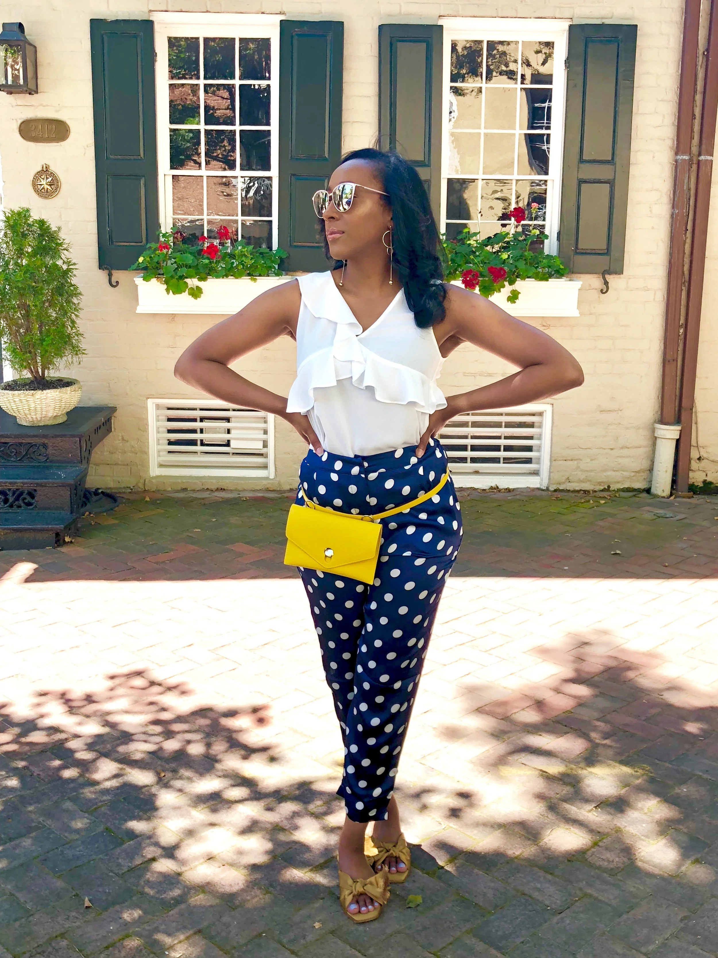 yellow polka dot pants