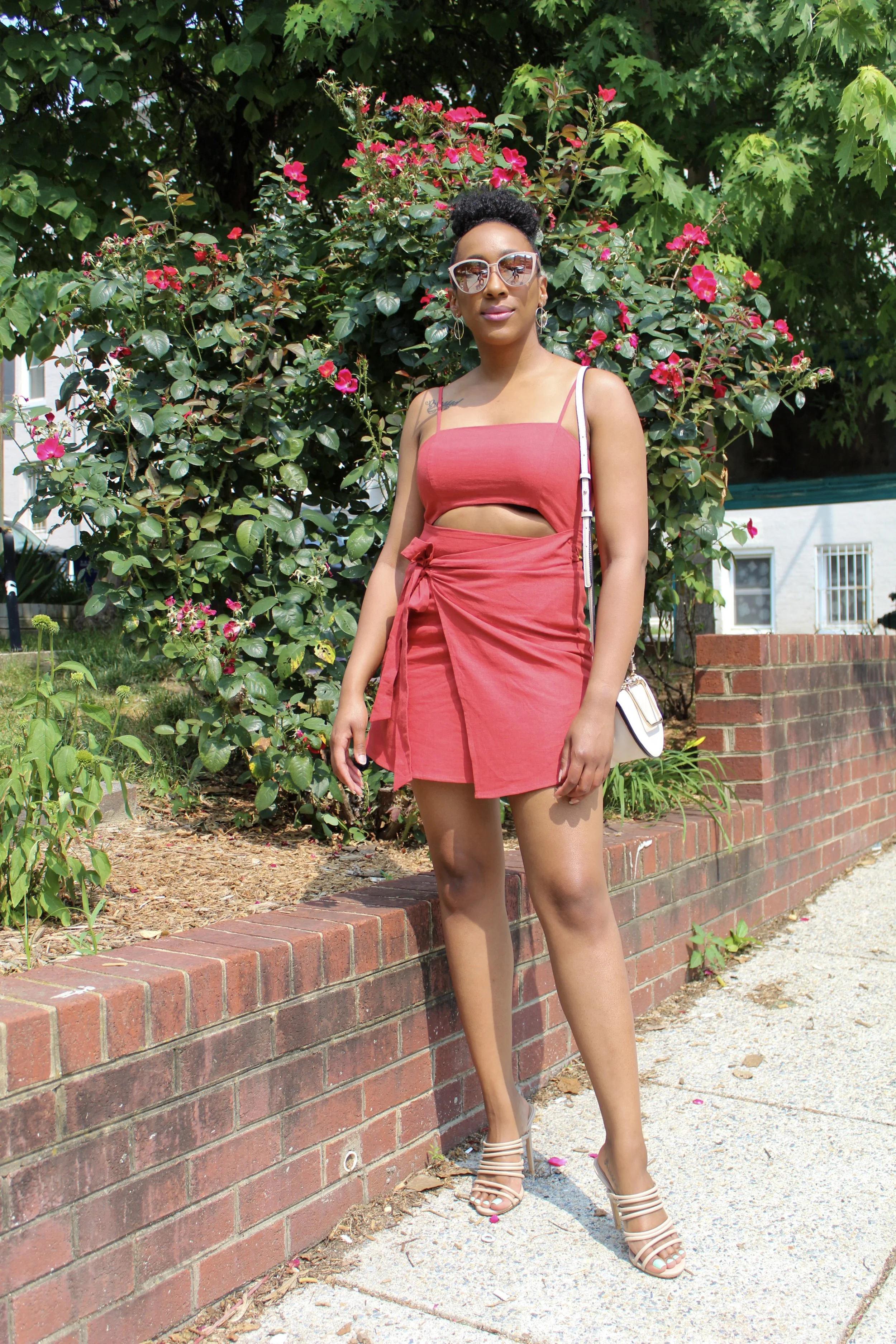 rust colored wrap dress