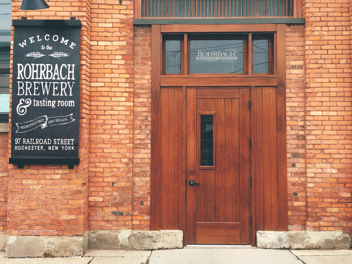 Front door of Rohrbach Railroad St. Beer Hall (Copy) (Copy)