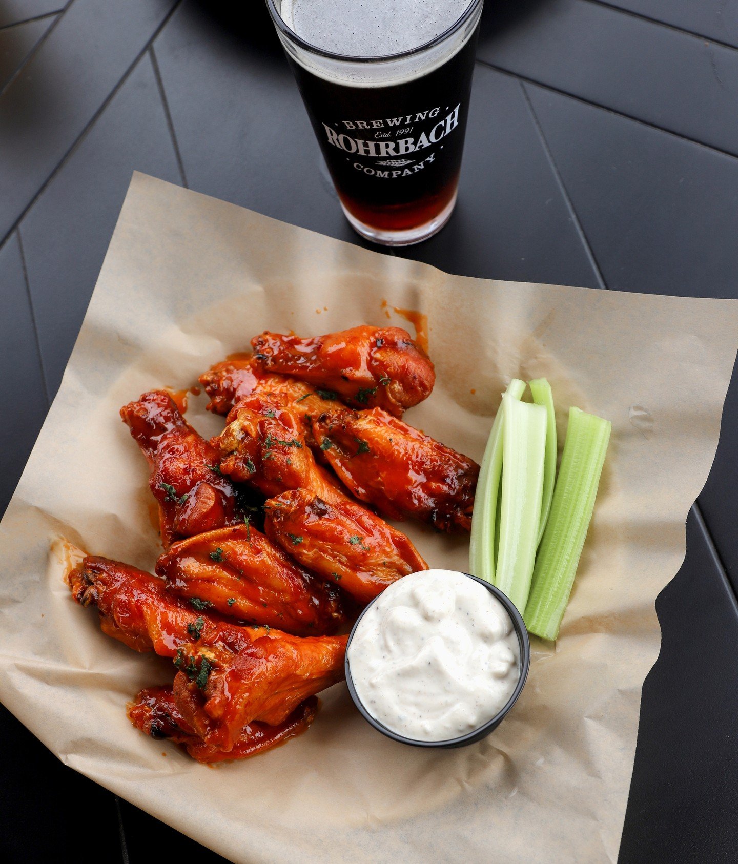 Some people meal prep. We like to 'wing it' on Wednesdays. 🍴 Come by the Buffalo Rd. Brewpub every Wednesday for a saucy deal that includes 10 boneless or bone-in chicken wings + a pint of your choice* for just $18. You get your choice of sauce.⁠
⁠
