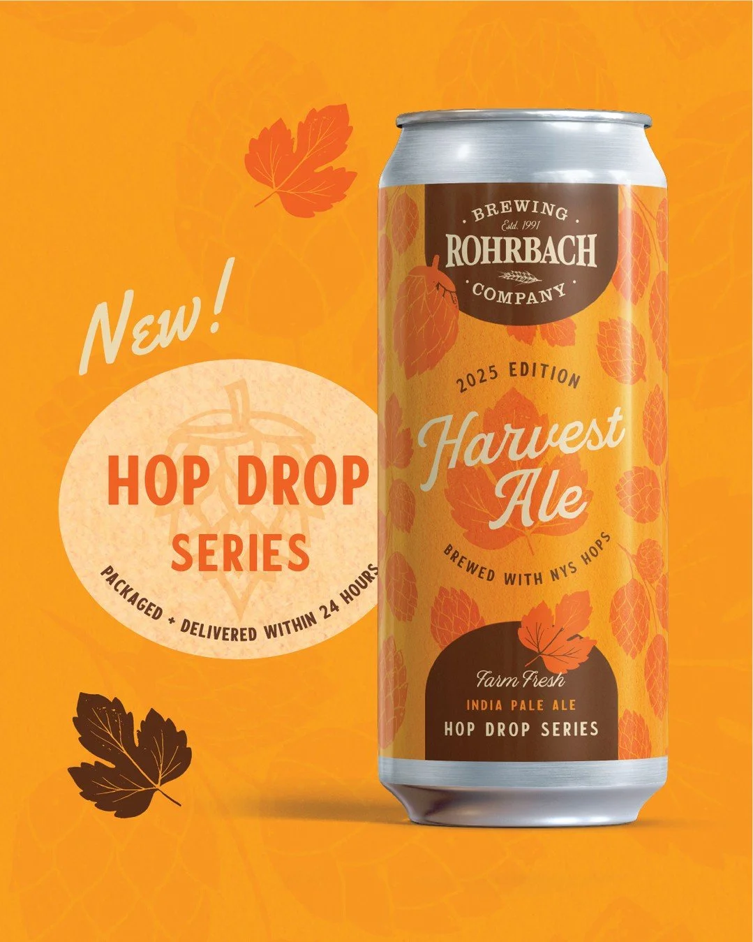 The hop drop heard &lsquo;round the farm. 🍂  This year's version of our Harvest Ale hits stores TODAY! Our Hop Drop releases are packaged and delivered to stores within 24 hours for the freshest, hop-centric brews you can get.⁠
⁠
The annual Harvest 