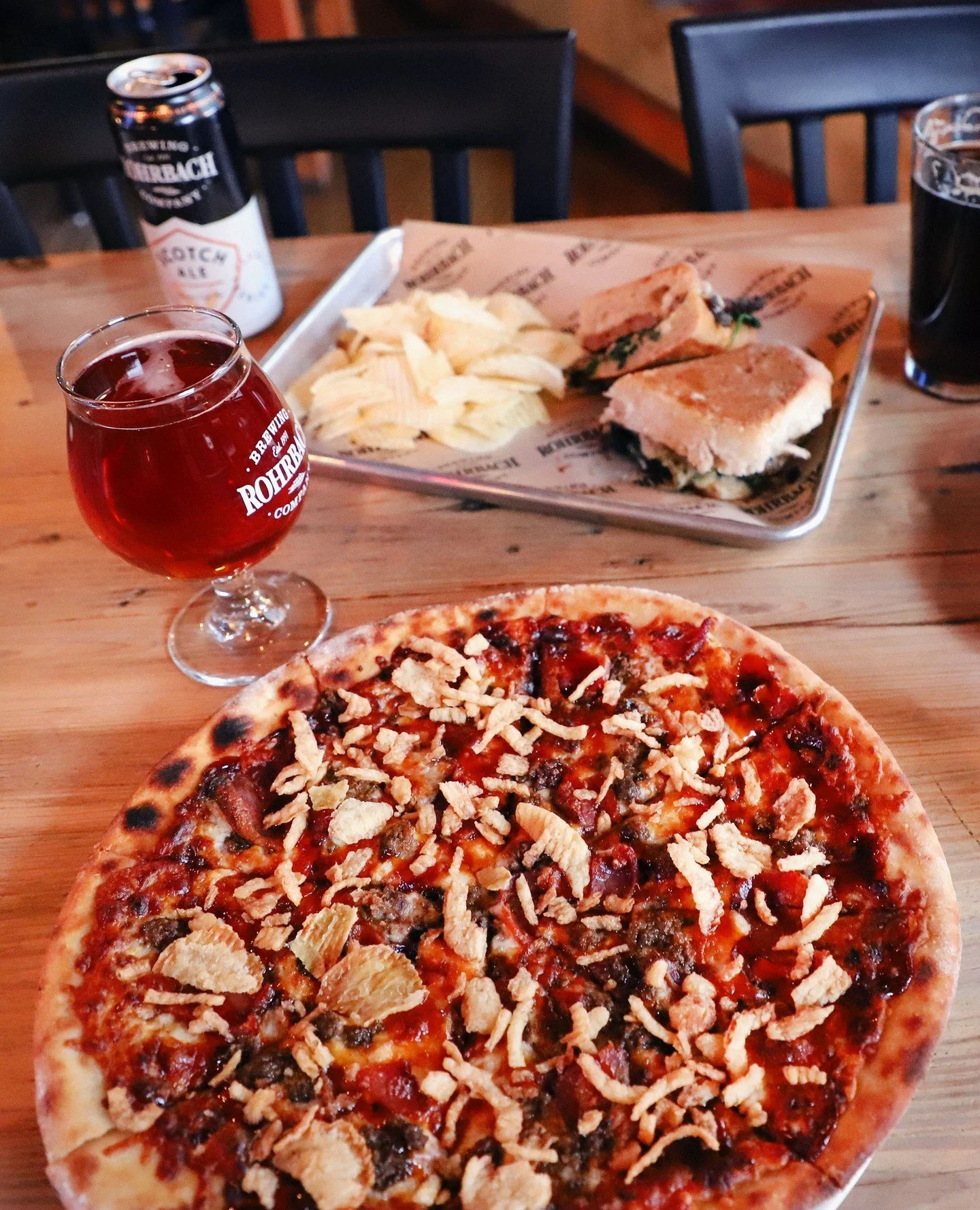 Pizza. Pint. $20. 🍕🍺⁠
⁠
Pints + Pies is holding it down at the Railroad St. Beer Hall on Wednesdays [all night] and Thursday&ndash;Saturday [4pm&ndash;6pm].⁠
⁠
Show up hungry.