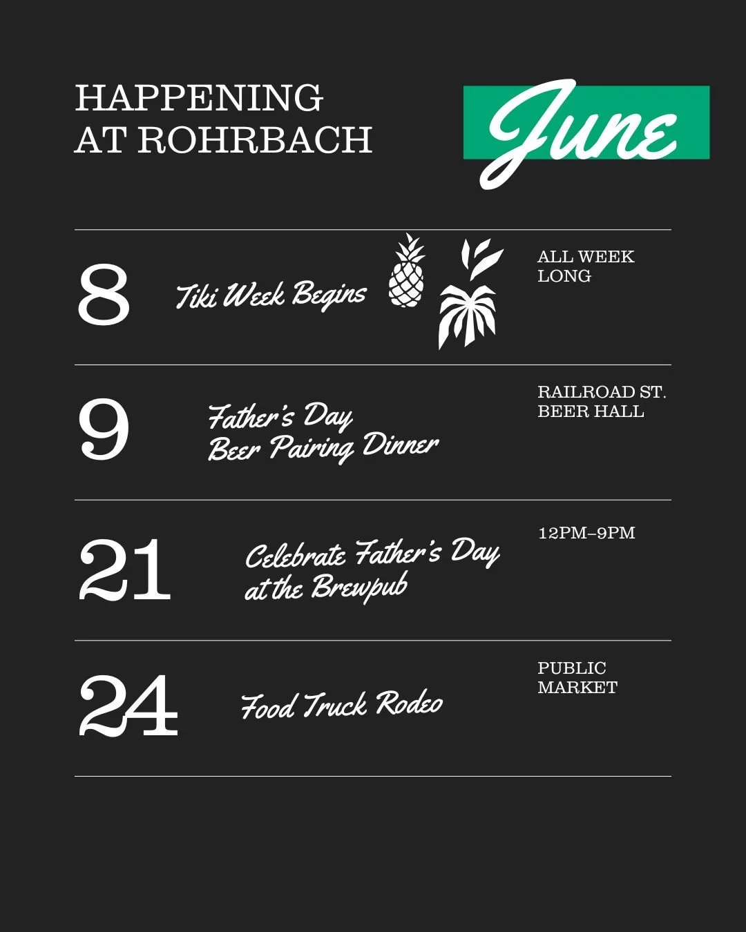 Beer yoga, a new limited release, a Father's Day beer pairing dinner, and TIKI WEEK. It's going to be a good start to summer if ya ask us. ☀️⁠
⁠
#thisisroc #rocny