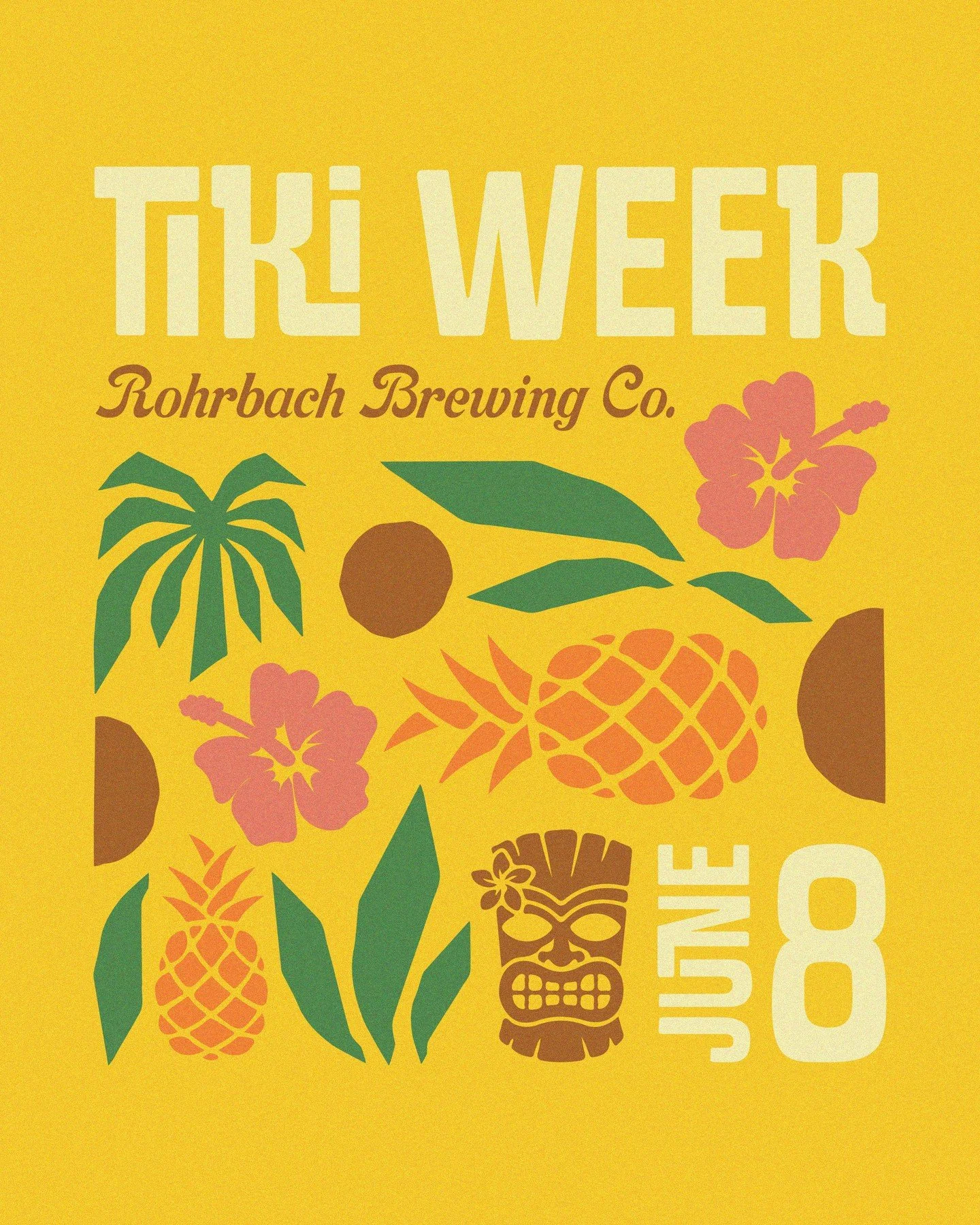 Tiki Week is officially on. Both Rohrbach spots are settling into a full week of island time. 🏝️⁠
⁠
Pineapple Wheat is back on draft for a limited time, tiki-inspired food and drink specials are flowing, and the Hawaiian shirts are officially in rot