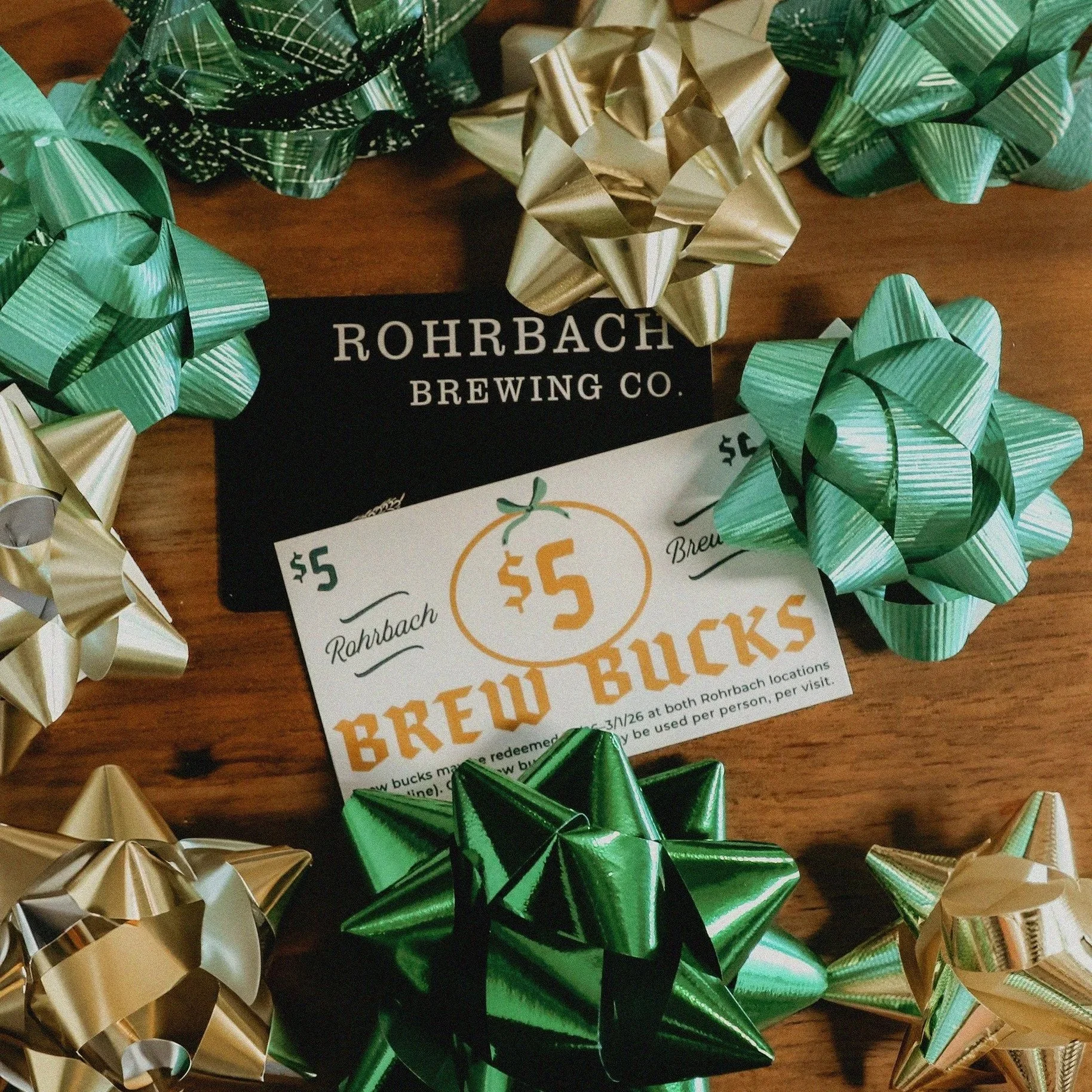 Rohrbach gift card and Brew Bucks