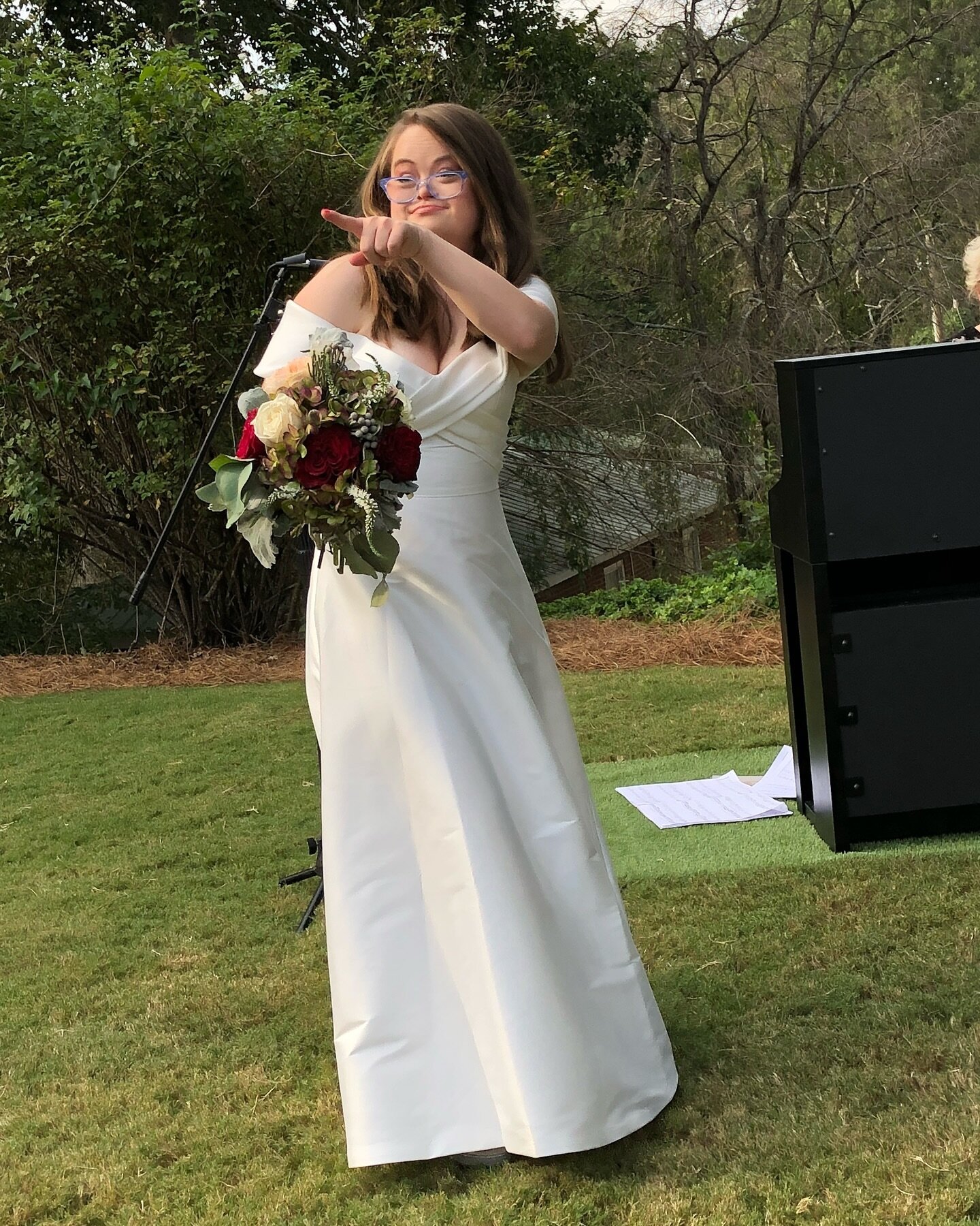 Bridesmaid goals 🌺🩵🤍

If you saw our picture yesterday of Grace in curlers getting bridesmaid glam, this is her final look. She has been in a couple of weddings and will be another (her sister&rsquo;s) in October. Grace loves weddings and is the b