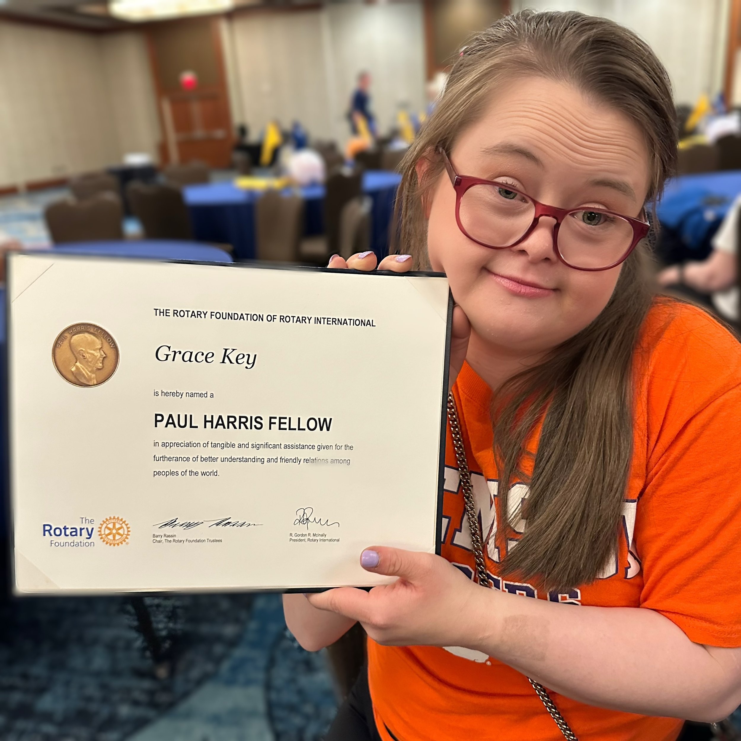 What an incredible surprise and honor for Grace to be bestowed with the Paul Harris Fellow award this weekend after she presented the keynote in Greenville, SC. 

This is seldom bestowed upon someone who is not in Rotary. It recognizes and honors ind