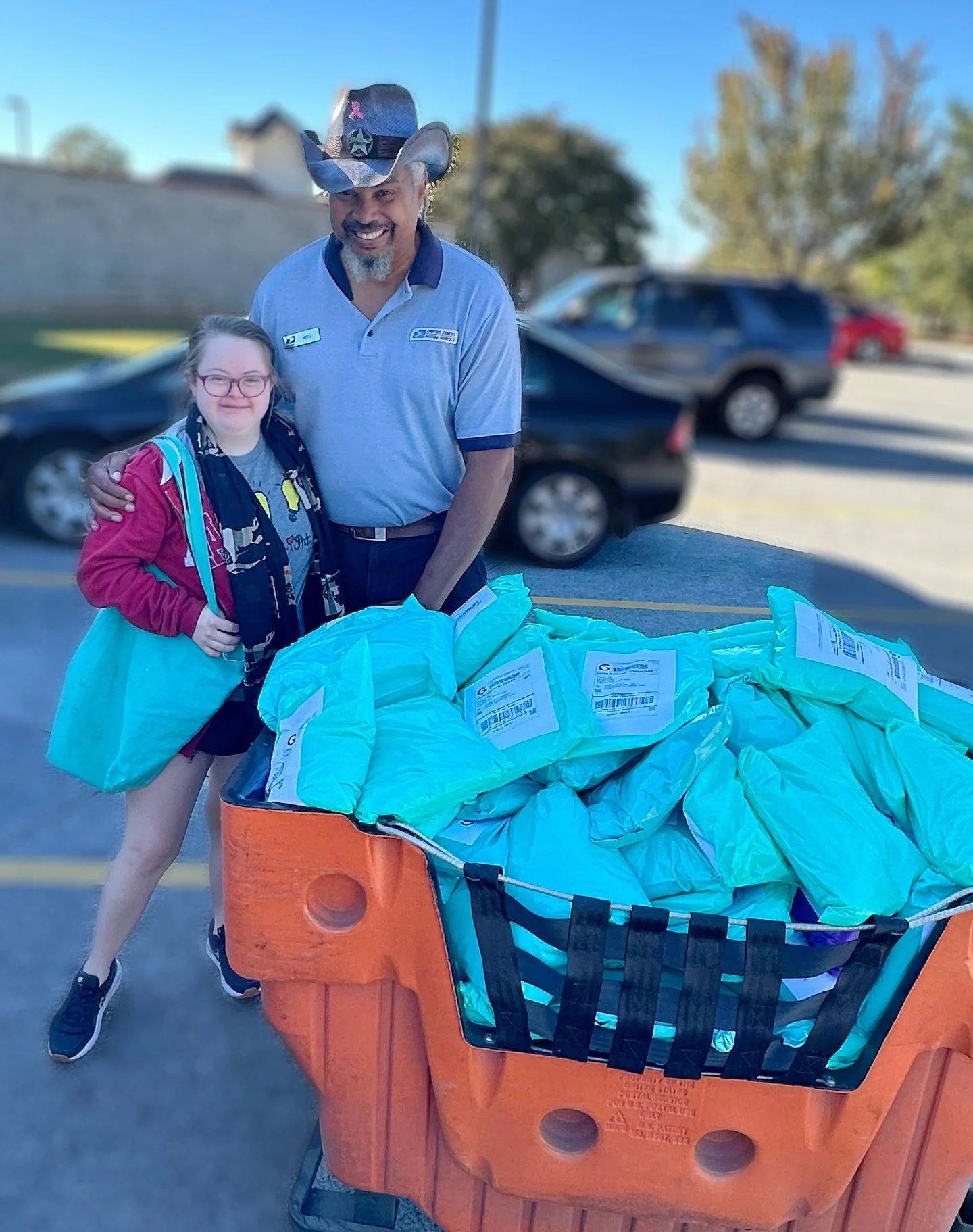 Grace and her friend, Will  If you’ve been here a while you know Will. If you’re new, Will is a special friend, Grace’s favorite postman. She took her candidly kind packages to Will for 7 years, until we moved in May. Will always we