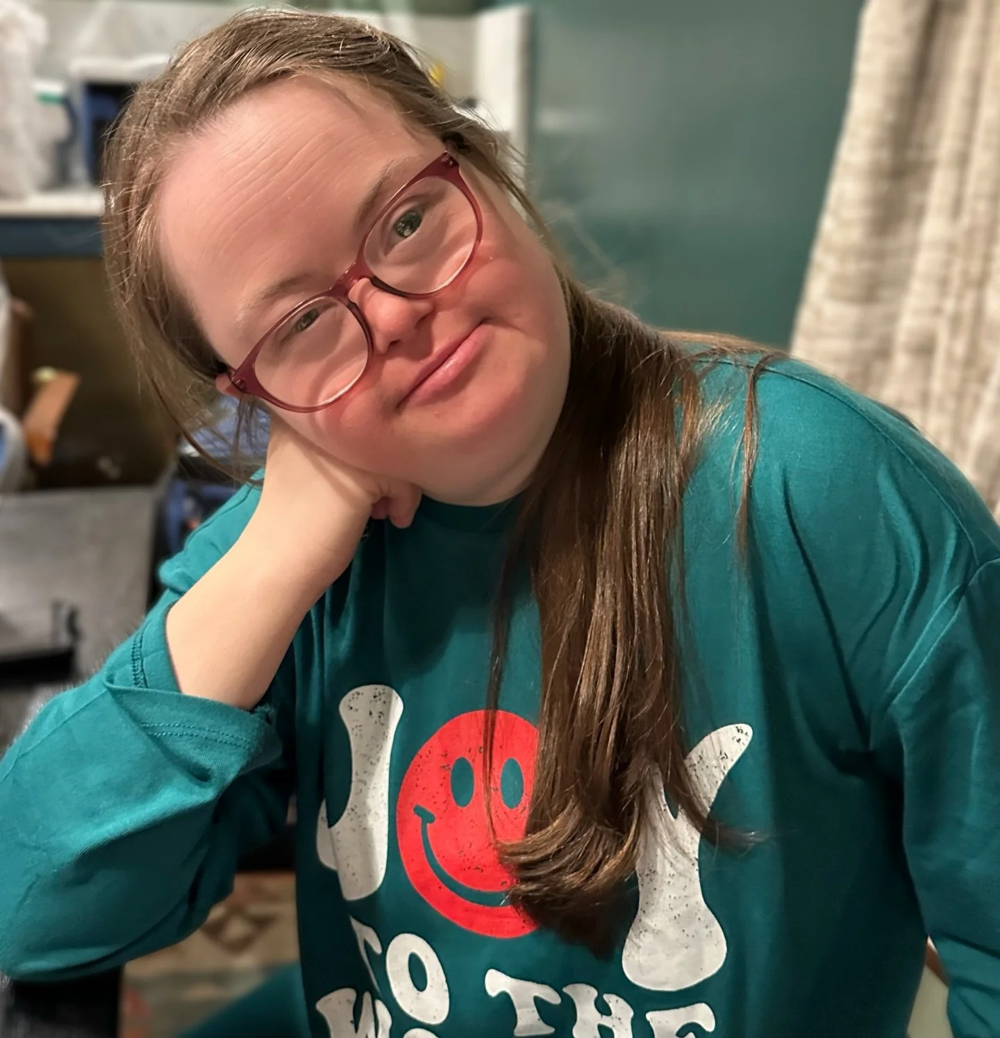 Grace&rsquo;s bed head and sleepy eyes bring out her natural beauty and kind spirit and maybe a bit of her sassiness too lol 🥰 Happy rainy Tennessee Saturday y&rsquo;all ❤️ #downsyndromelove #candidlykind