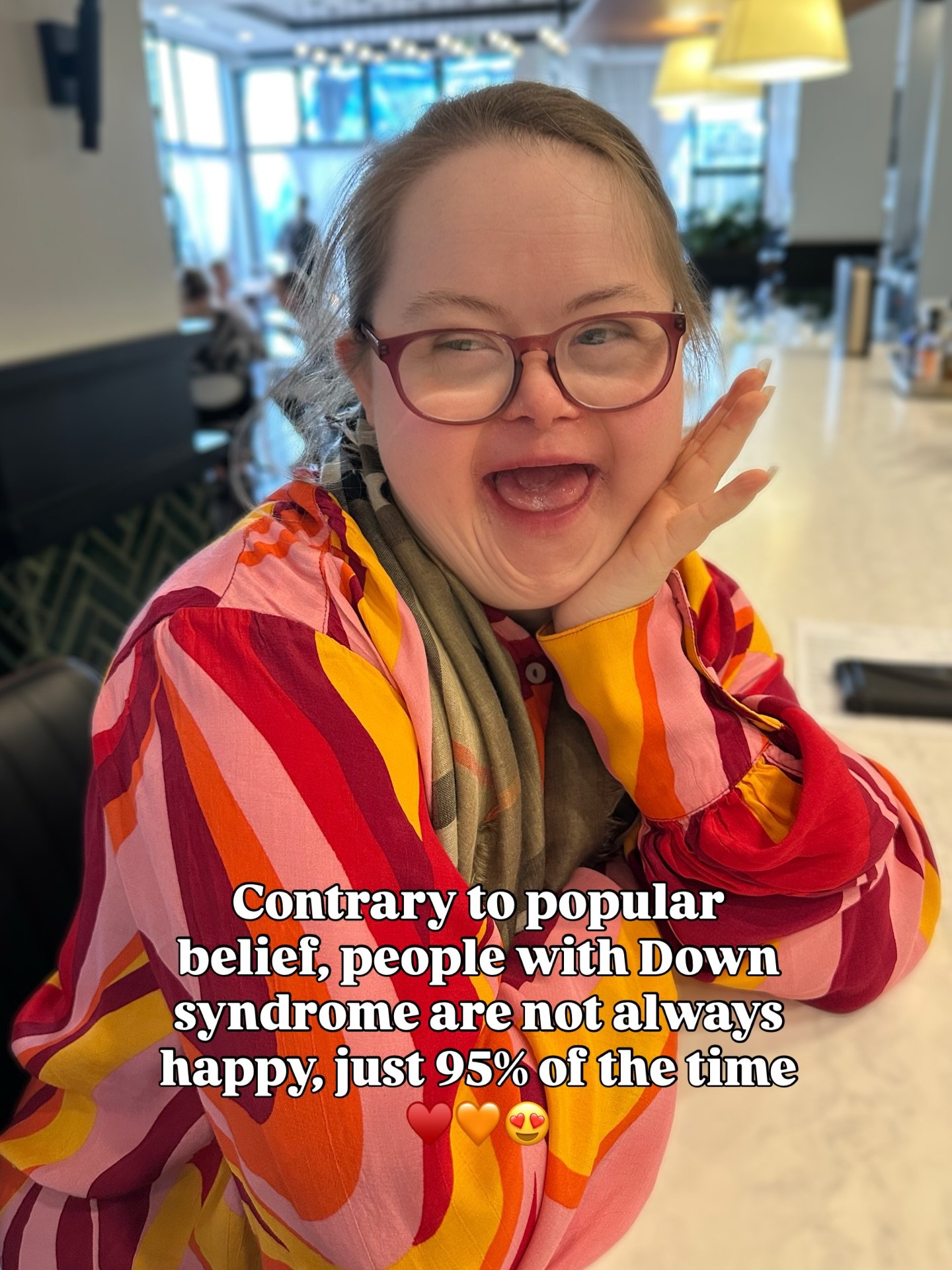 When Grace smiles so big her eyes disappear, those are my favorites! Grace isn&rsquo;t always happy just most of the time and can we all agree, her new shirt matches her personality perfectly &hearts;️🧡 😍 #happiness #downsyndrome #candidlykind