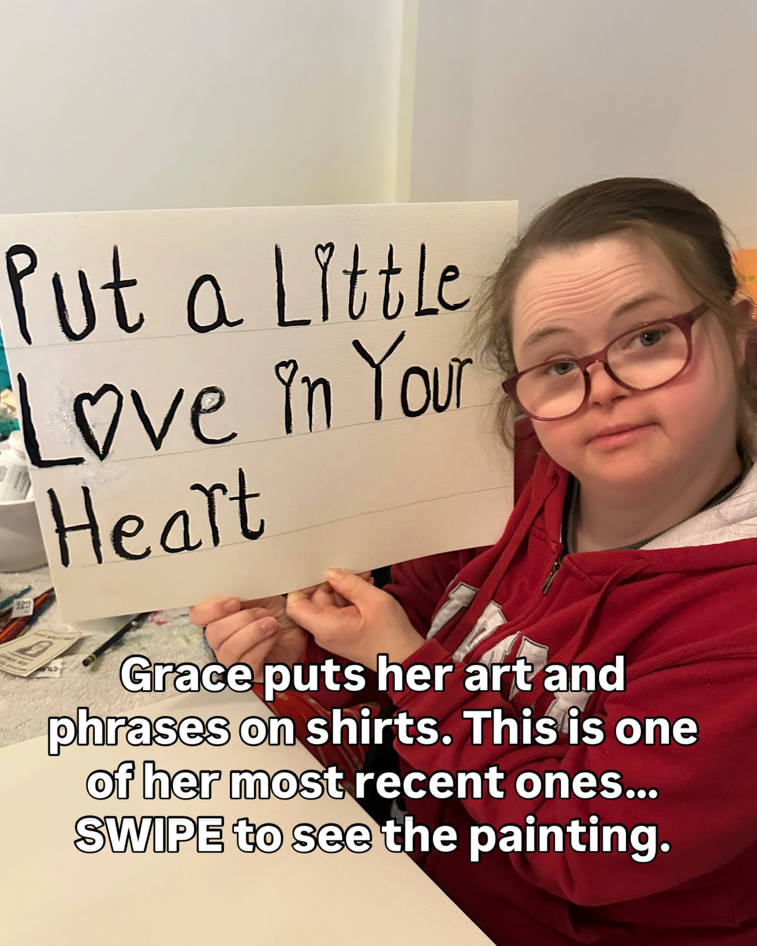 Put a little love in your heart. Grace wanted this phrase for her bluebird painting from the time she started painting these beauties. It&rsquo;s been a huge hit and she just restocked it for the 6th time. 🩵&hearts;️