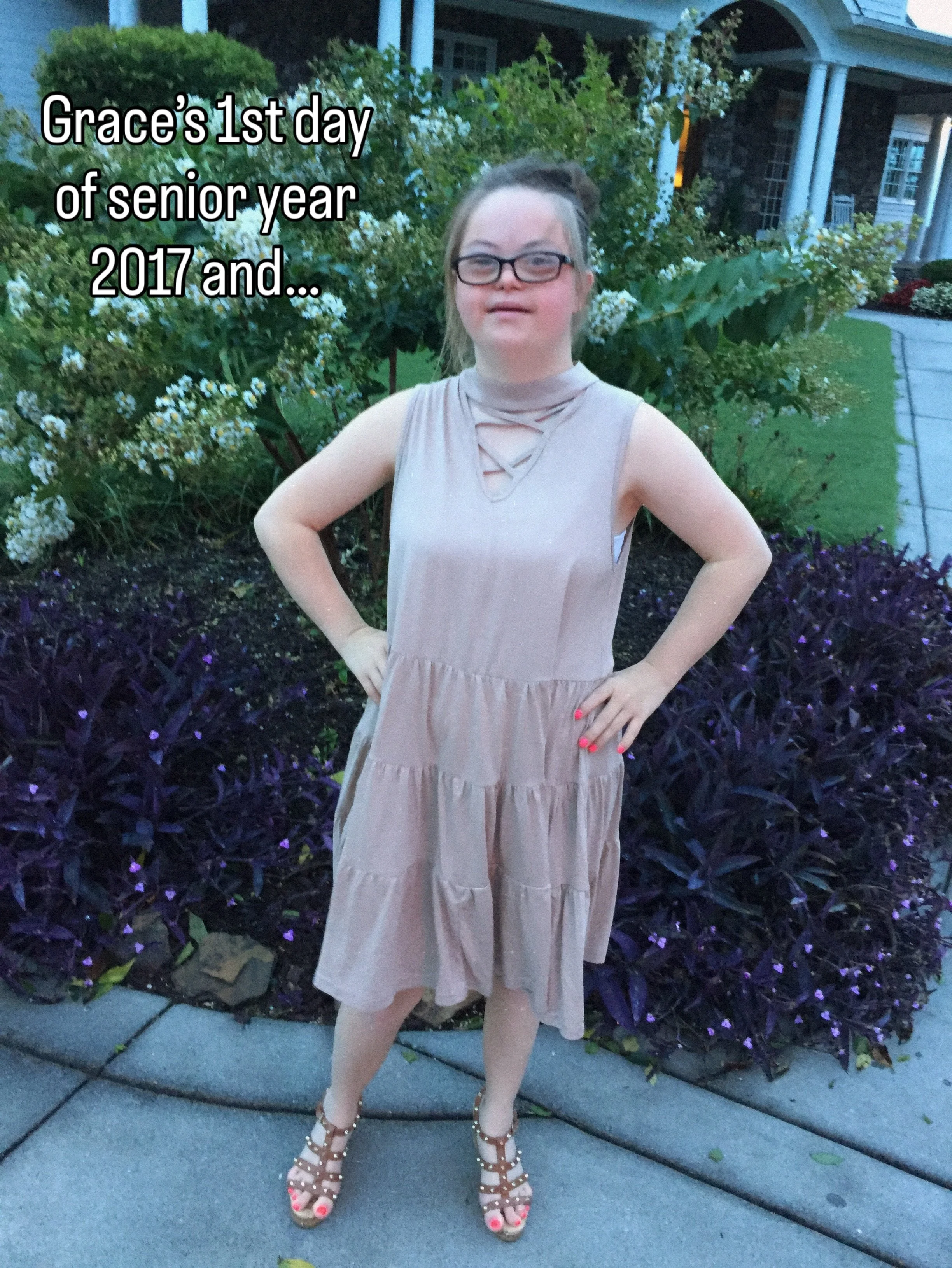 With all these 1st day of school pictures we had to share these pictures and the best story ever about Grace&rsquo;s senior year. Grace loved school ❤️ #senioryear #candidlykind #downsyndrome #waybackwednesday