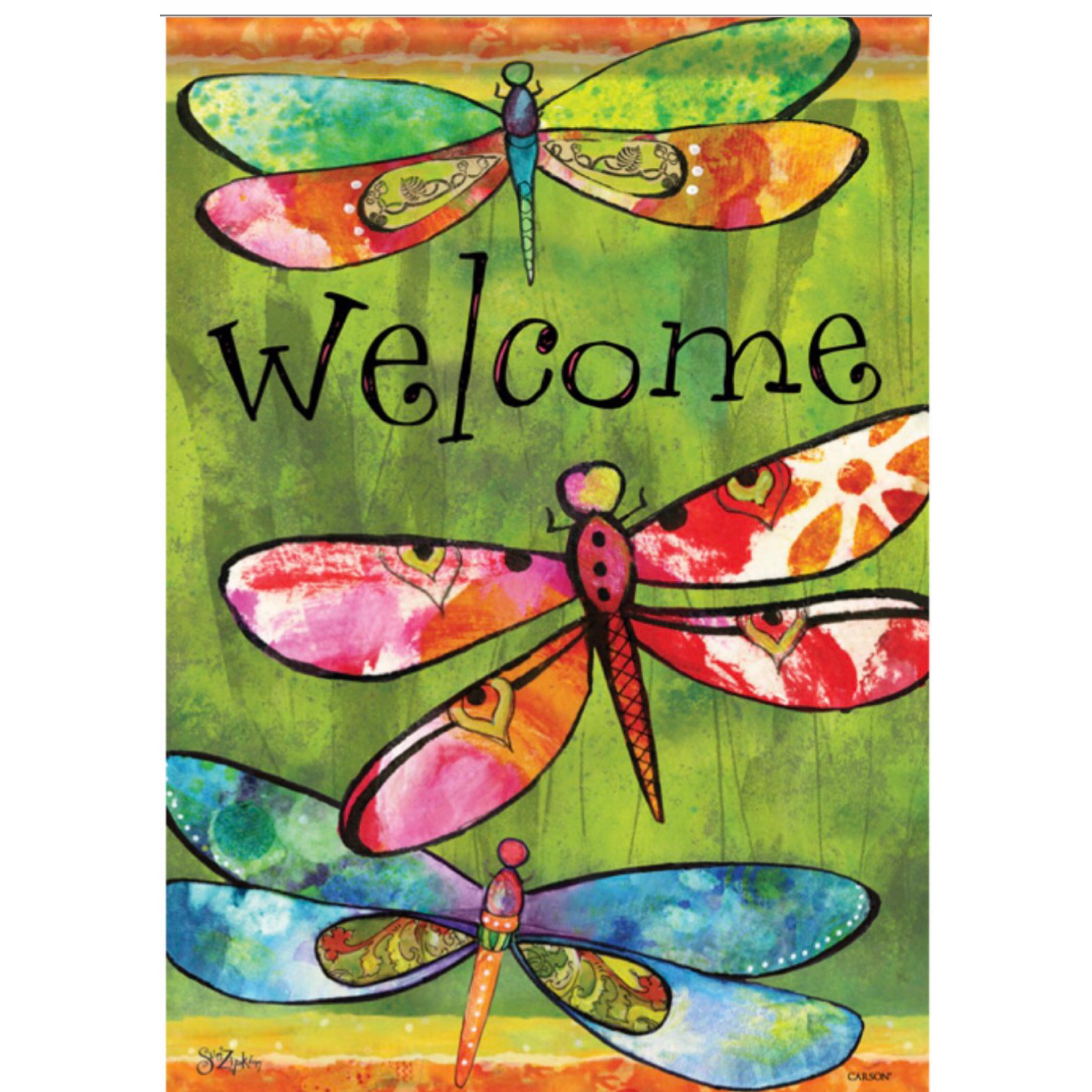 Dragonfly Welcome Flag — Garden Flags and More