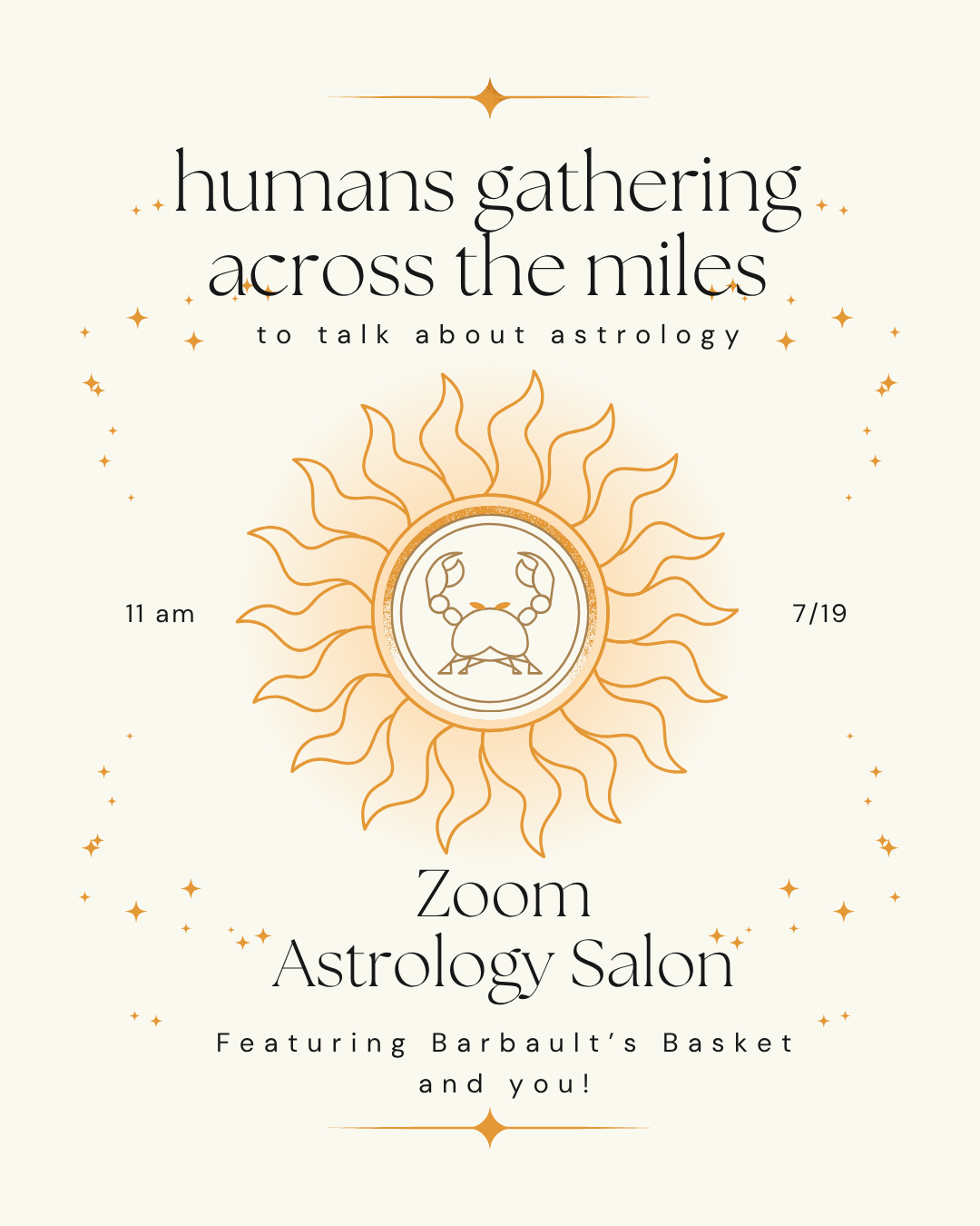 Zoom Astrology Salon- July- Register by July 17th