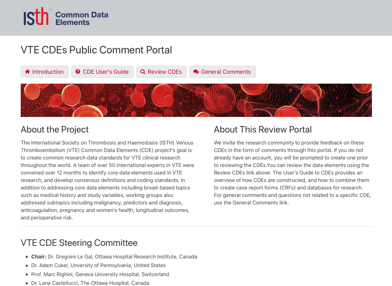 ISTH VTE Common Data Elements Project Goes Live